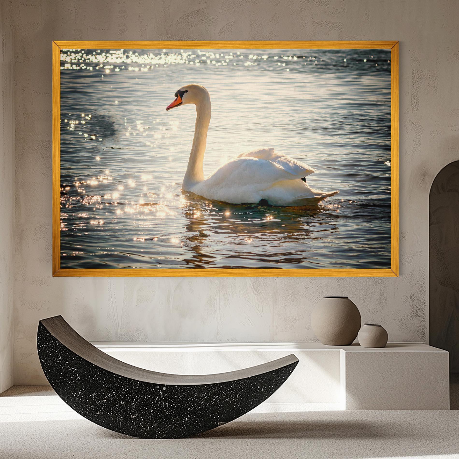 Leinwandbild Swan On Lake mockup 8