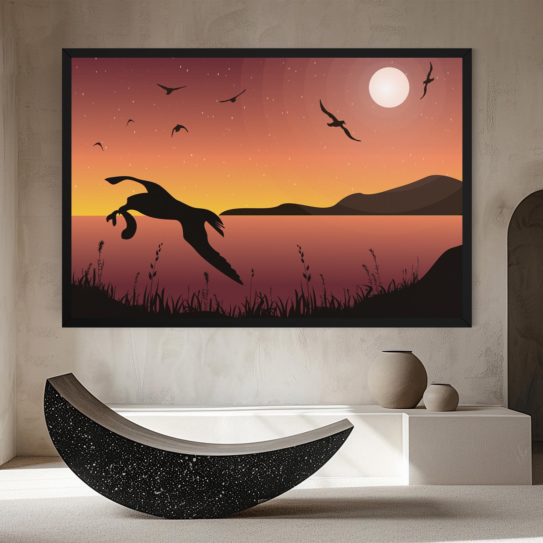 Leinwandbild Birds Fishing mockup 8