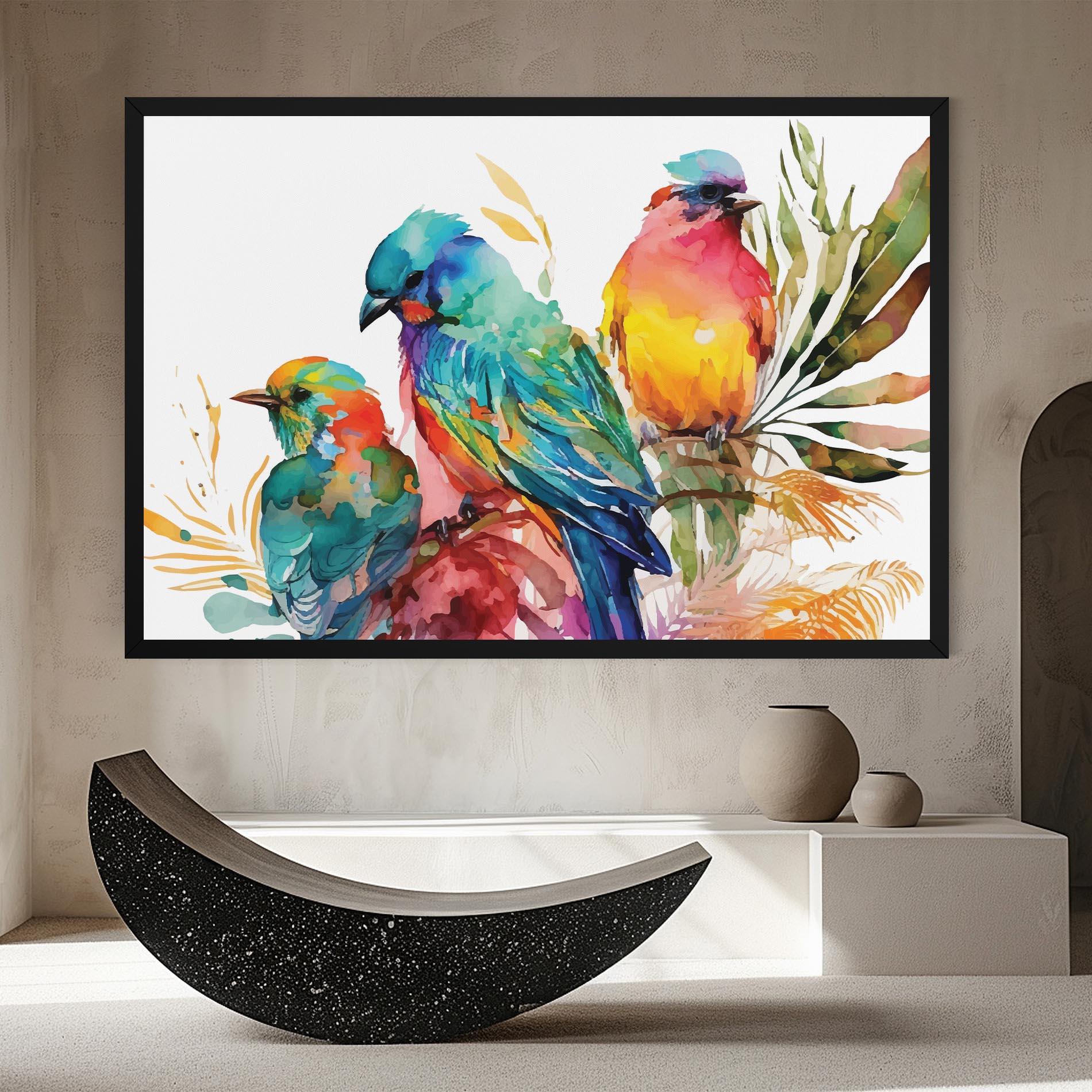 Leinwandbild Colorful Birds mockup 8