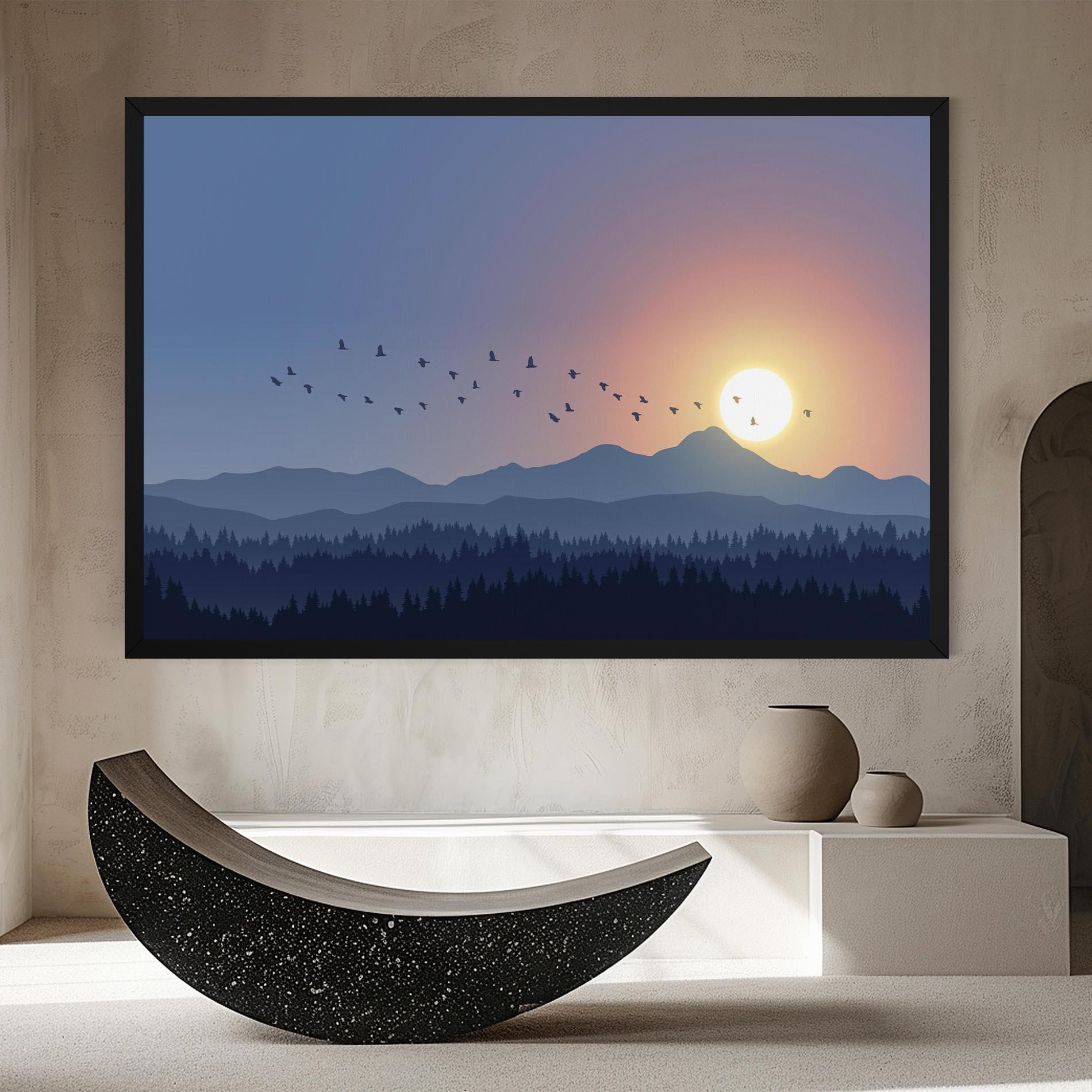 Leinwandbild Sunset Birds View mockup 8