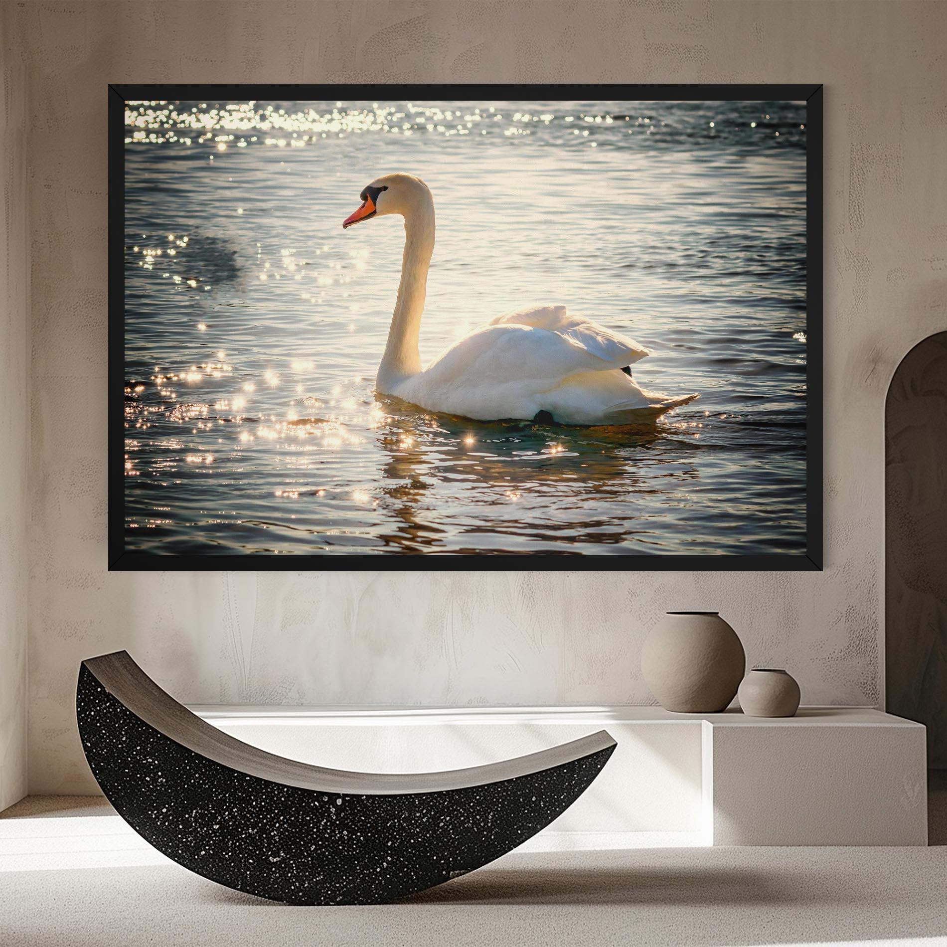 Leinwandbild Swan On Lake mockup 8