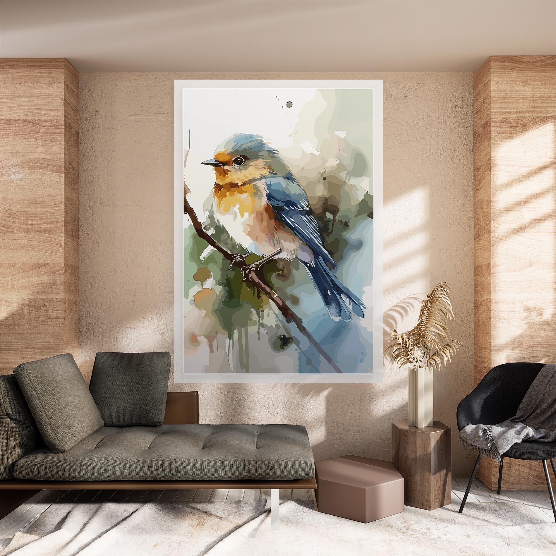 Leinwandbild Blue Pretty Bird mockup 8