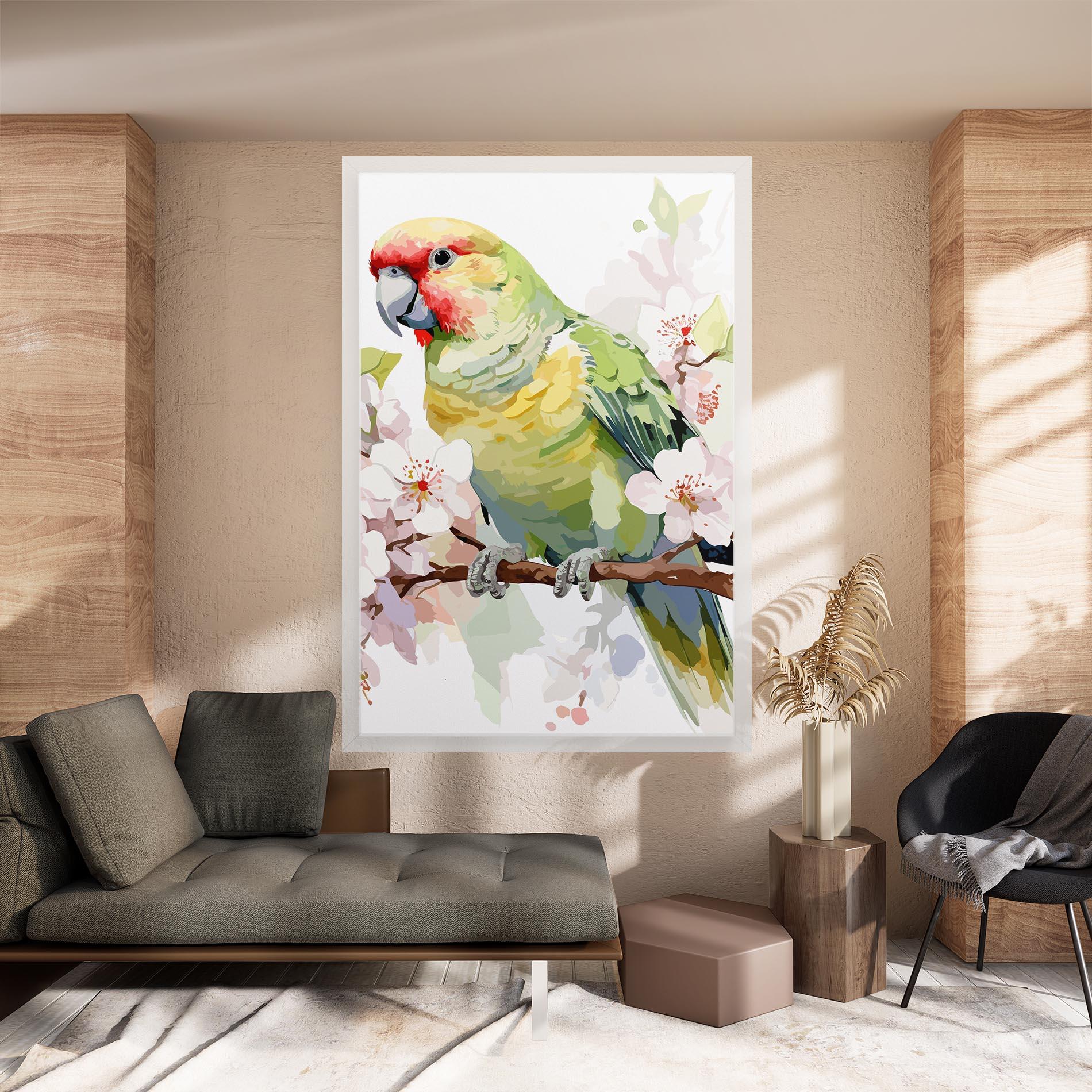 Leinwandbild Cute Green Parrot mockup 8