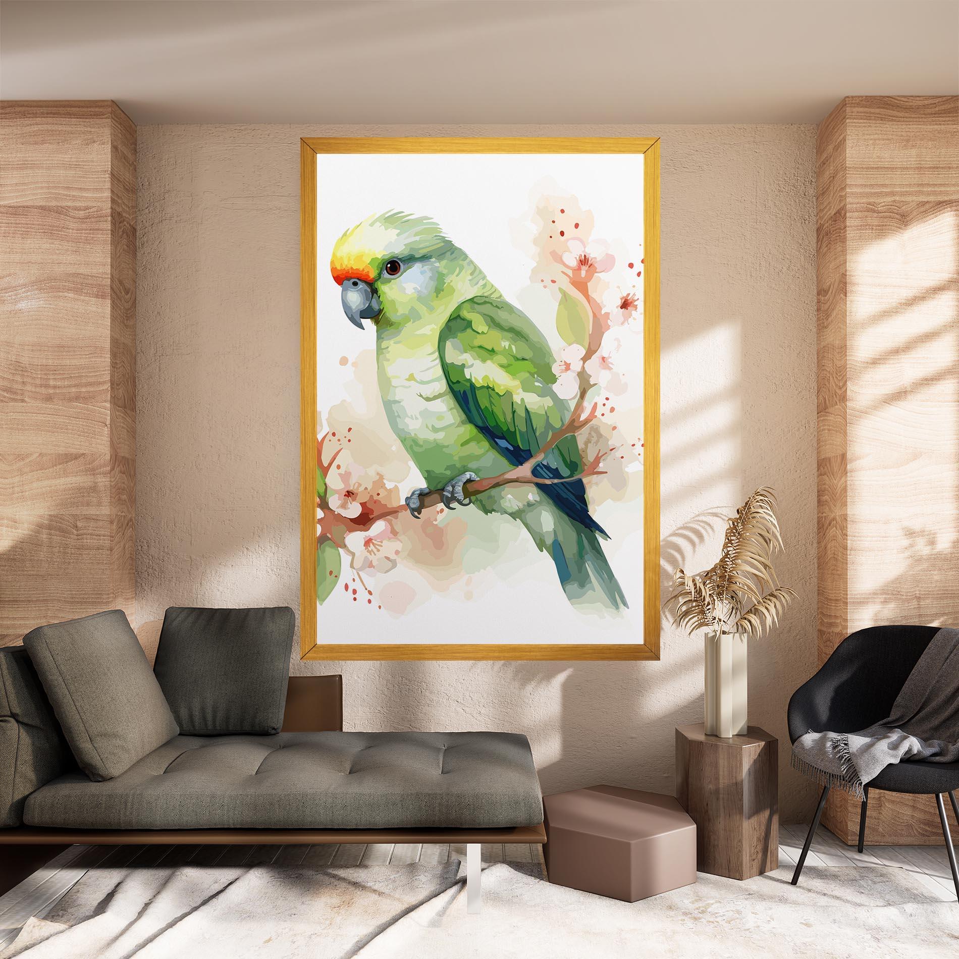 Leinwandbild Pretty Green Parrot mockup 8
