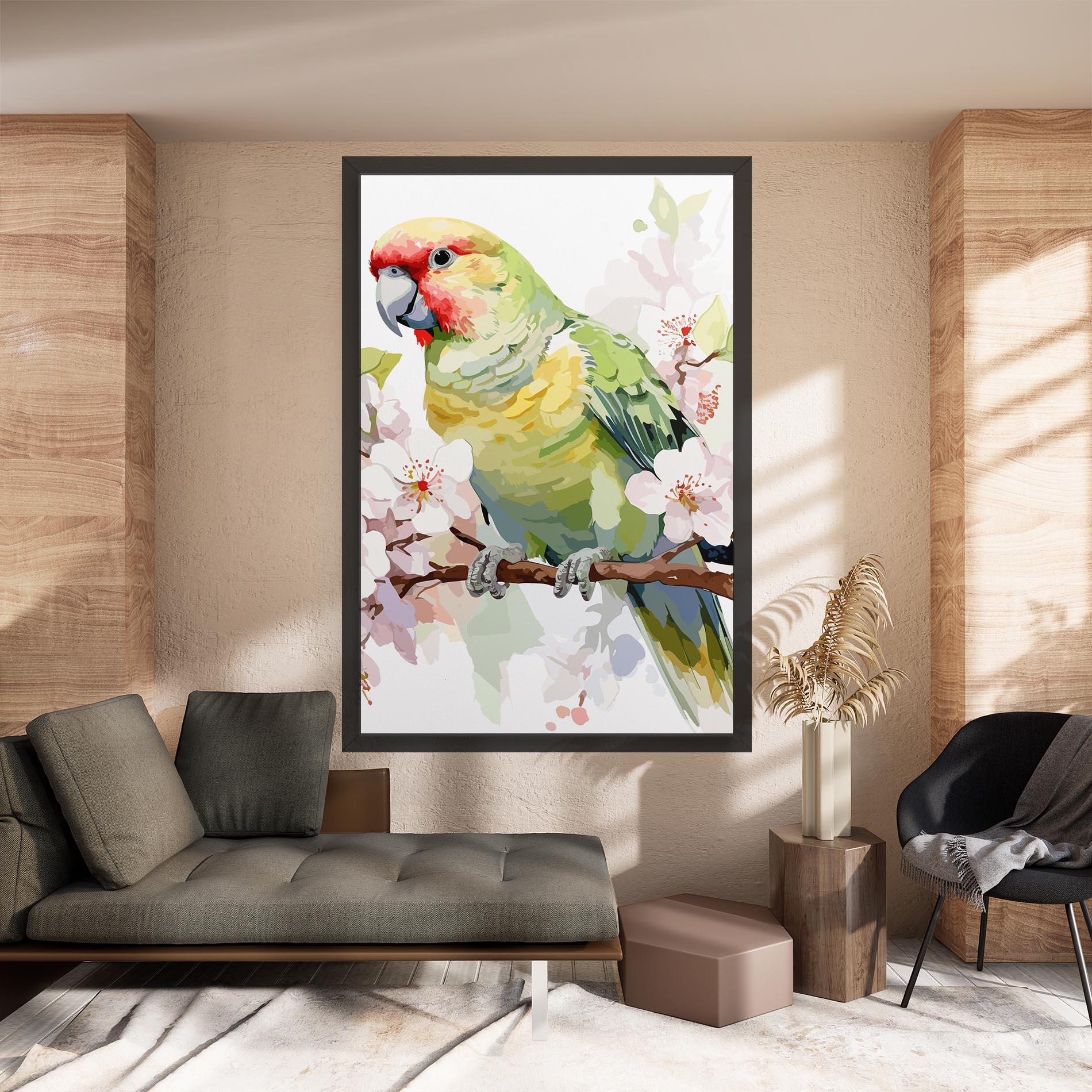 Leinwandbild Cute Green Parrot mockup 8