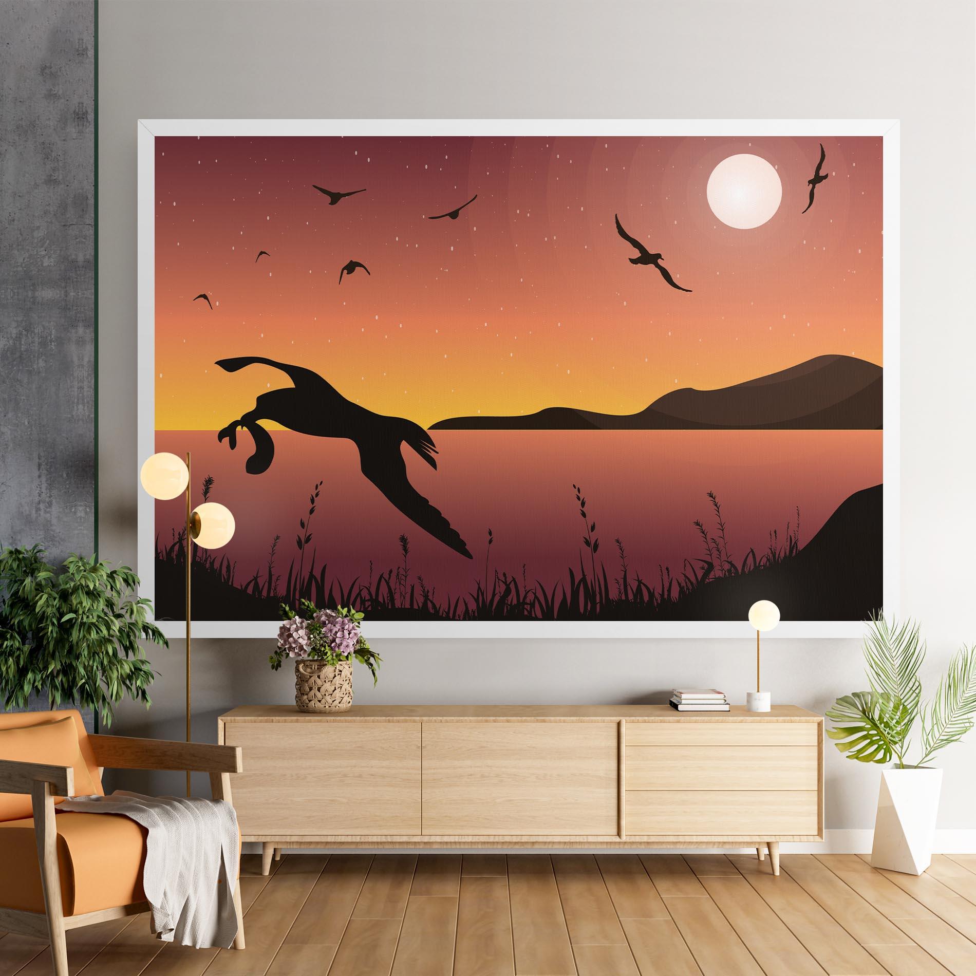 Leinwandbild Birds Fishing mockup 9