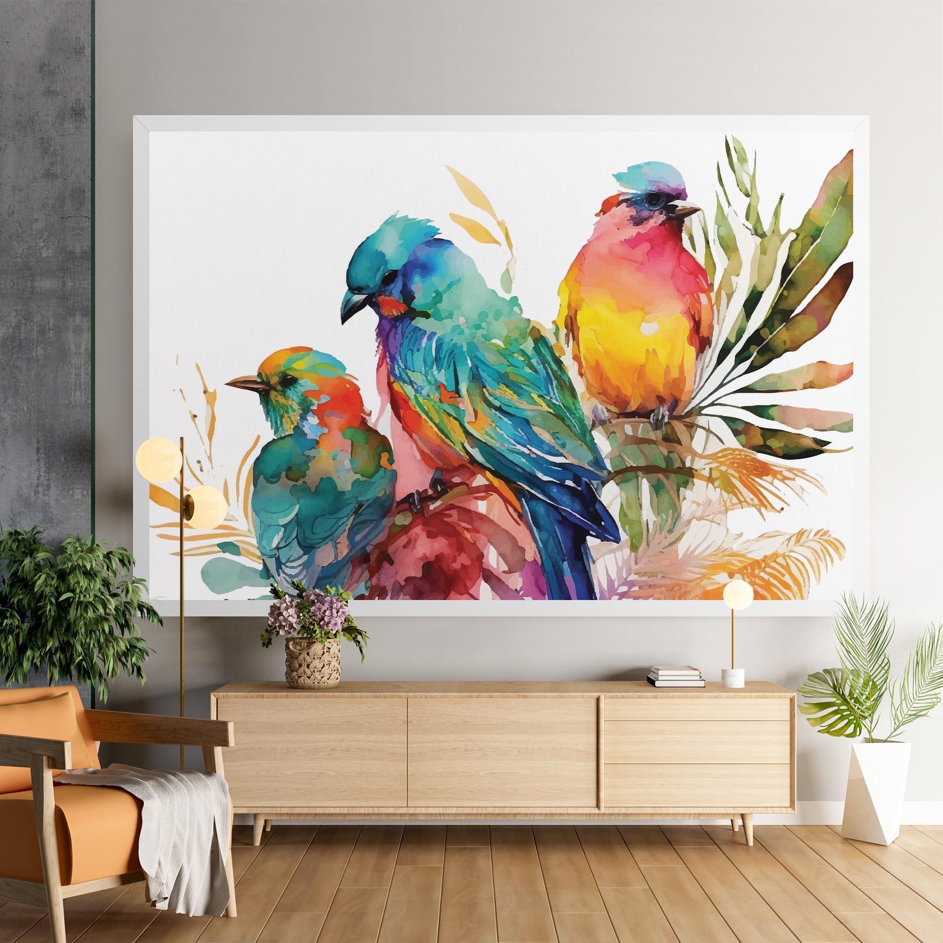 Leinwandbild Colorful Birds mockup 9