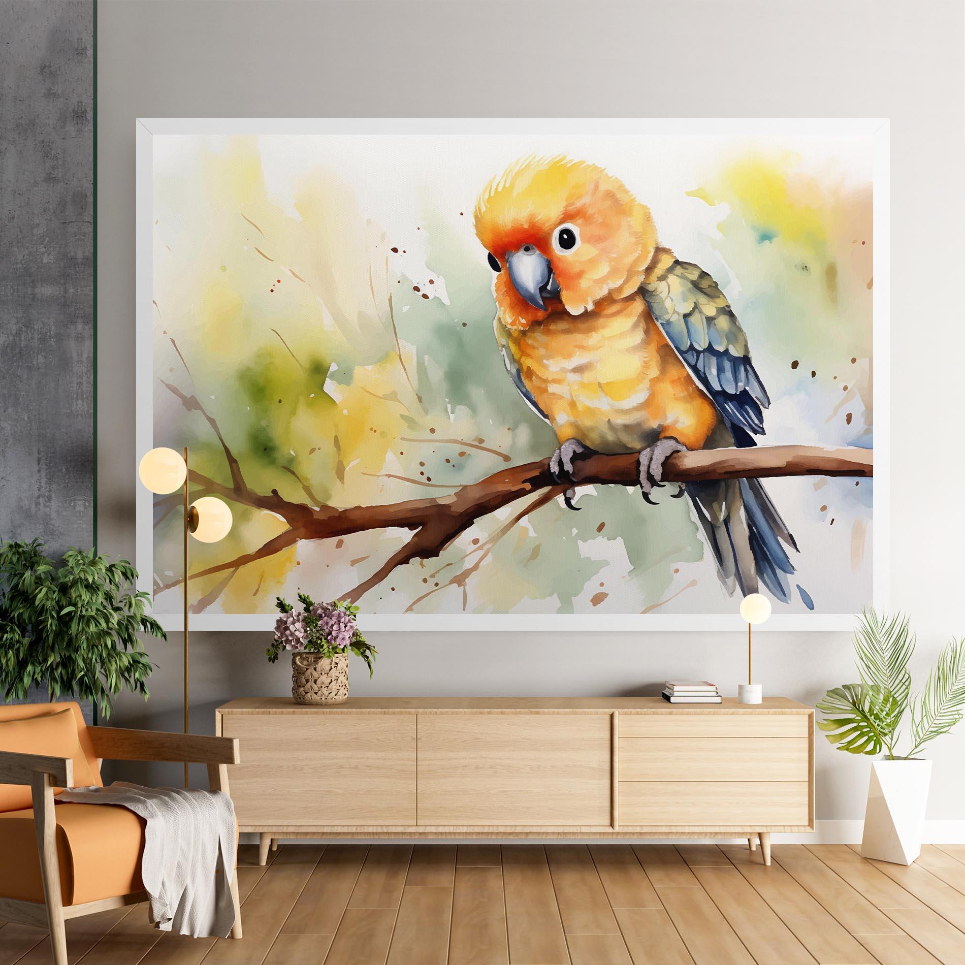 Leinwandbild Cute Baby Parrot mockup 9