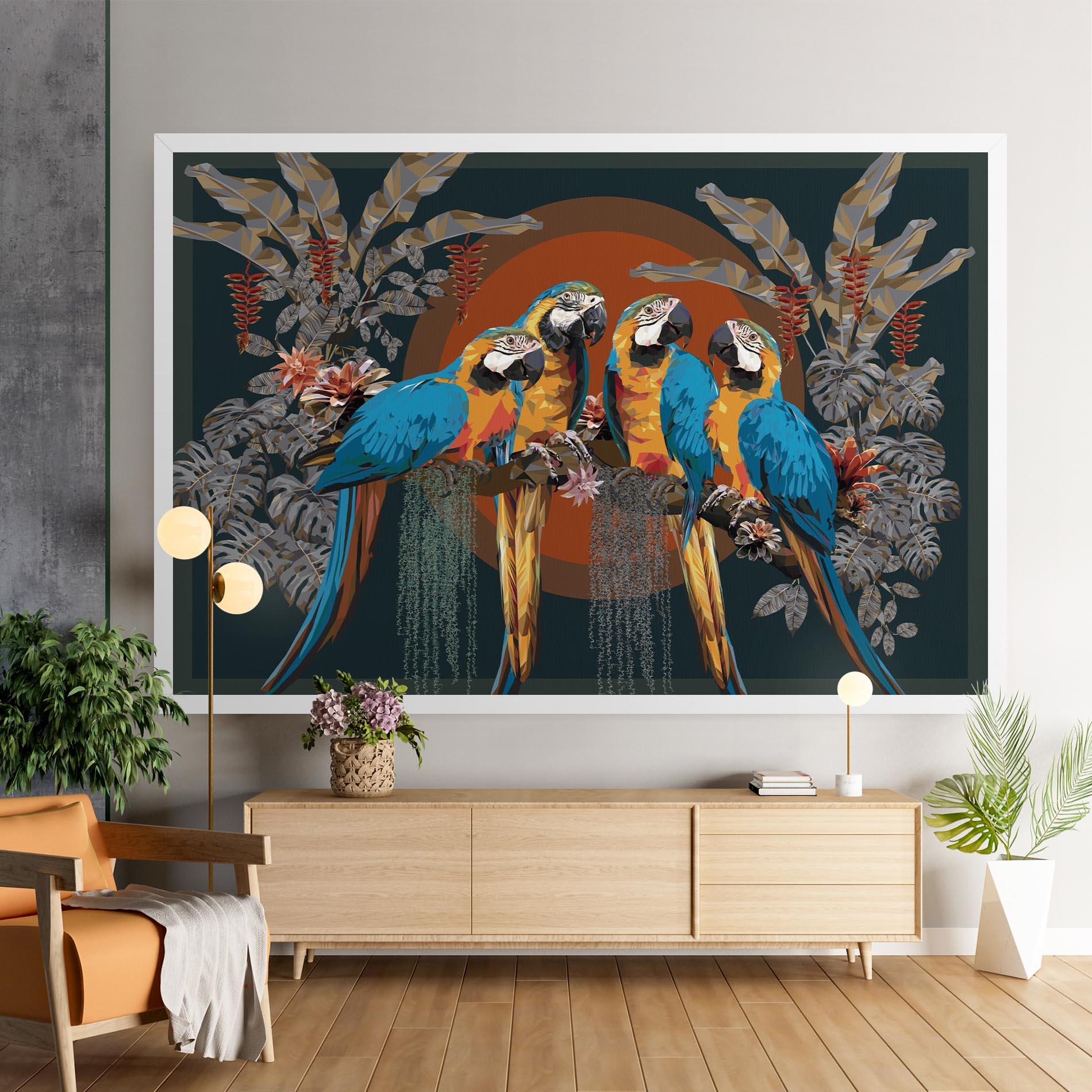Leinwandbild Parrot Couples mockup 9