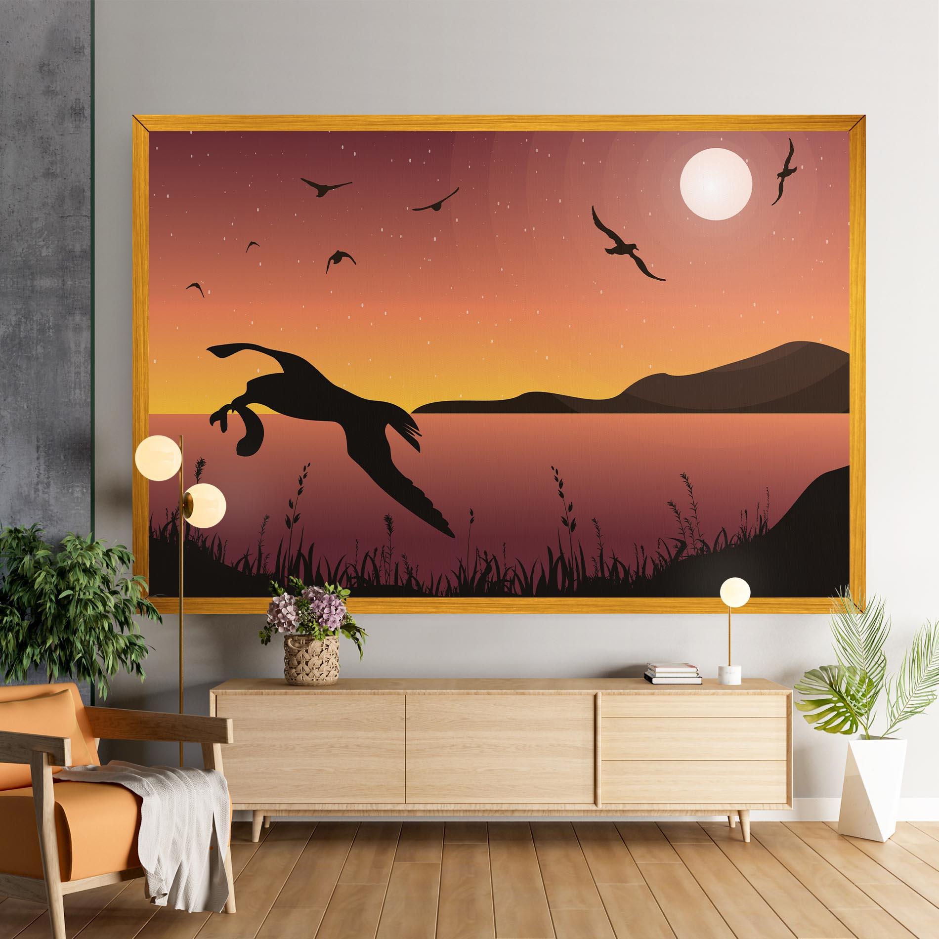 Leinwandbild Birds Fishing mockup 9