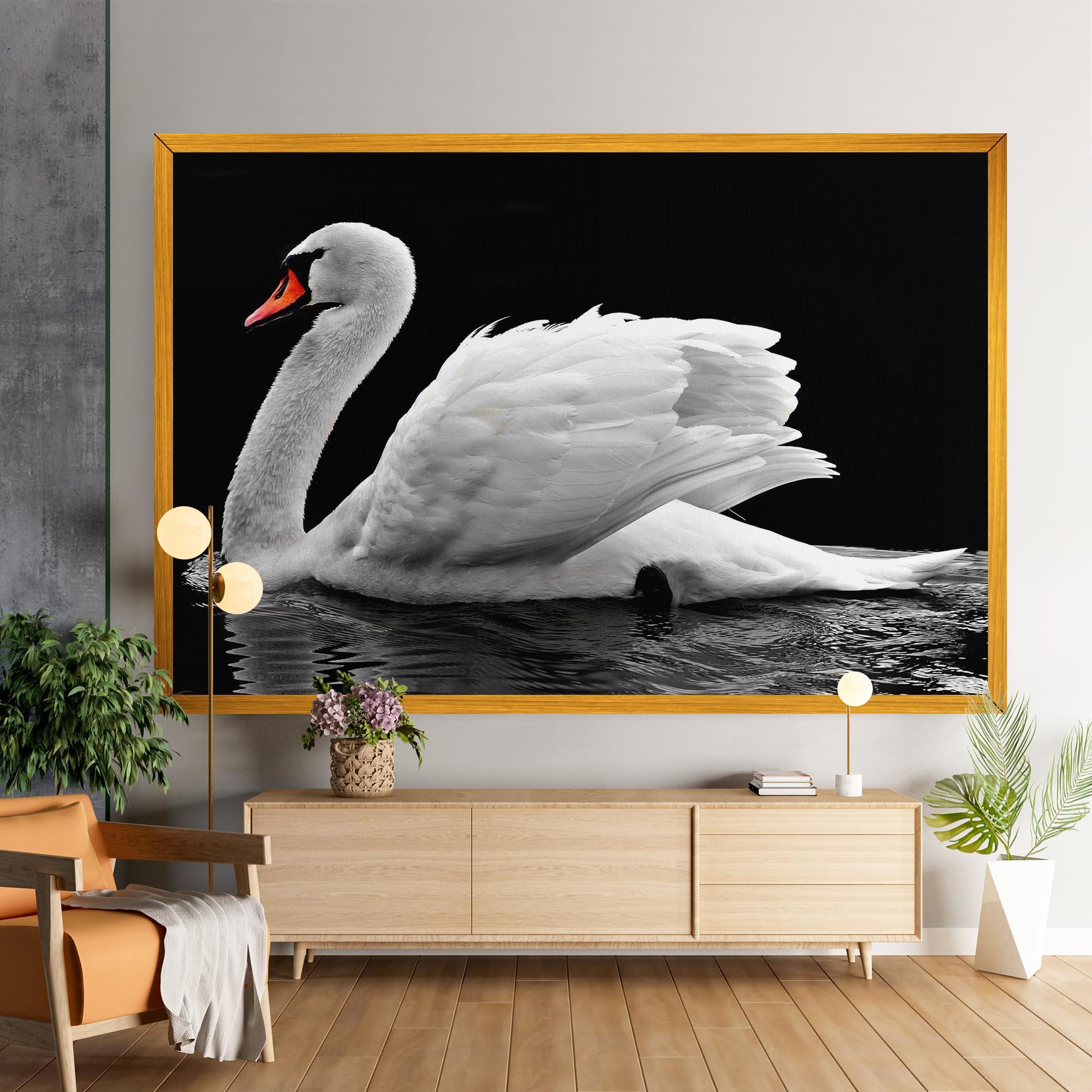 Leinwandbild Black And White Swan mockup 9