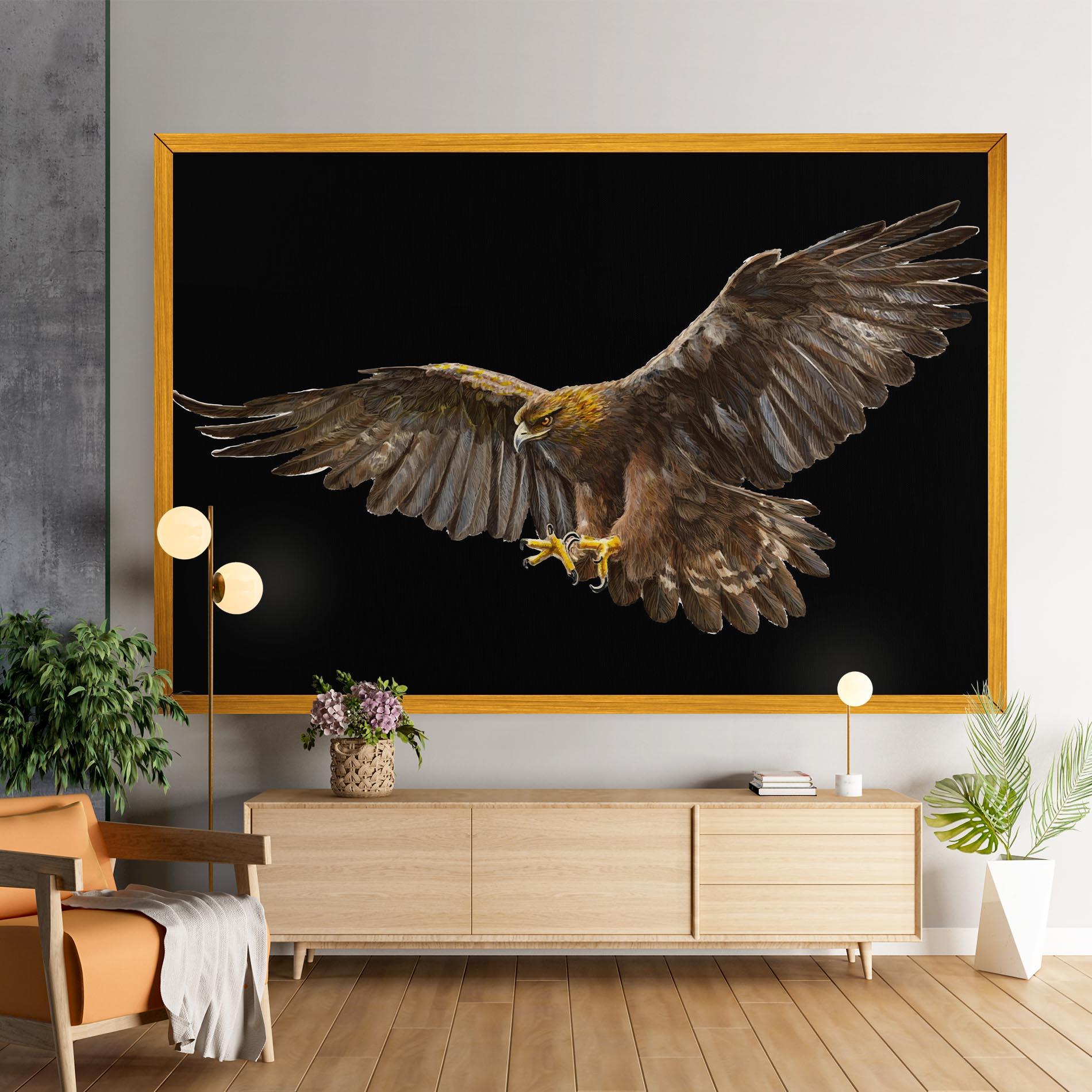 Leinwandbild Eagle On Black mockup 9