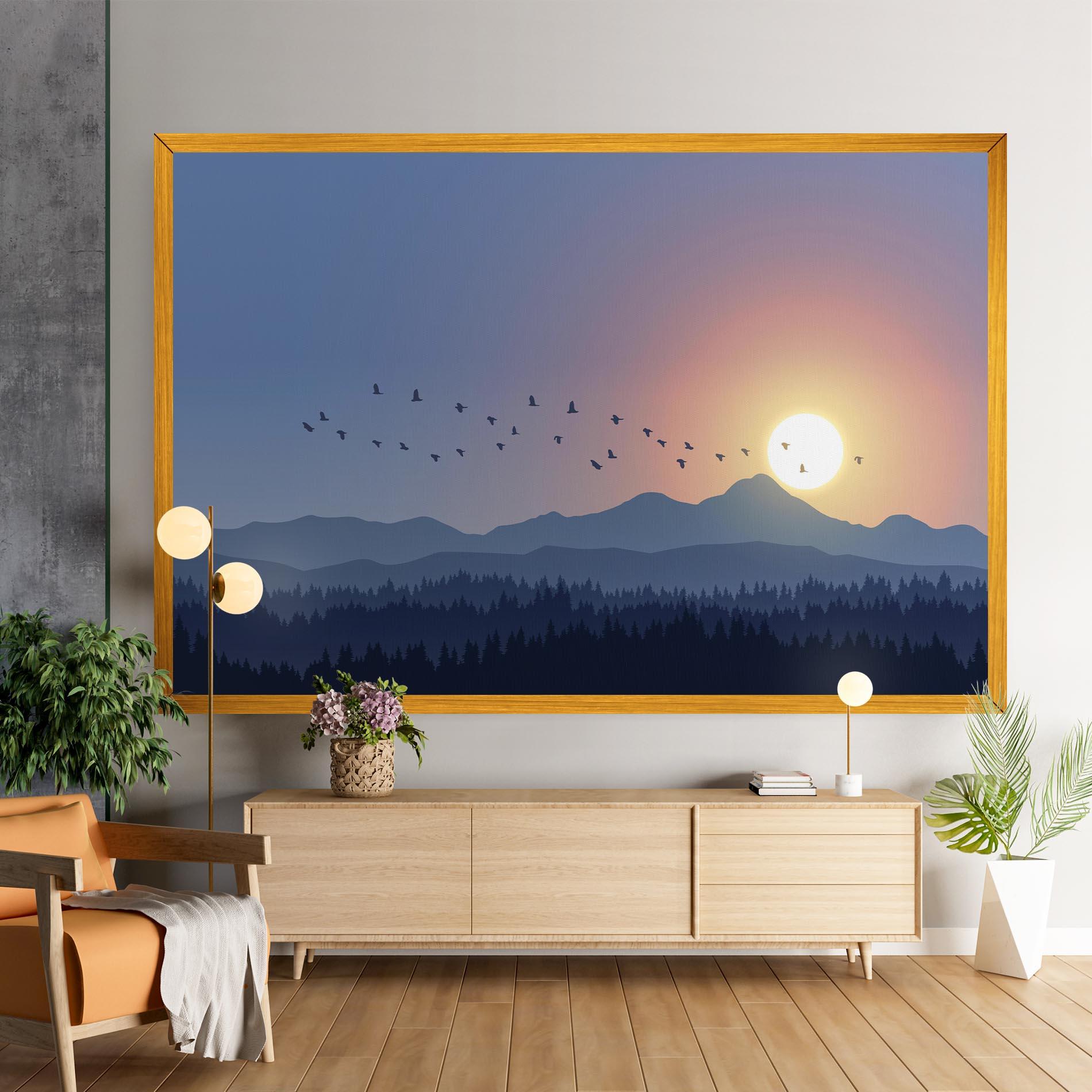 Leinwandbild Sunset Birds View mockup 9