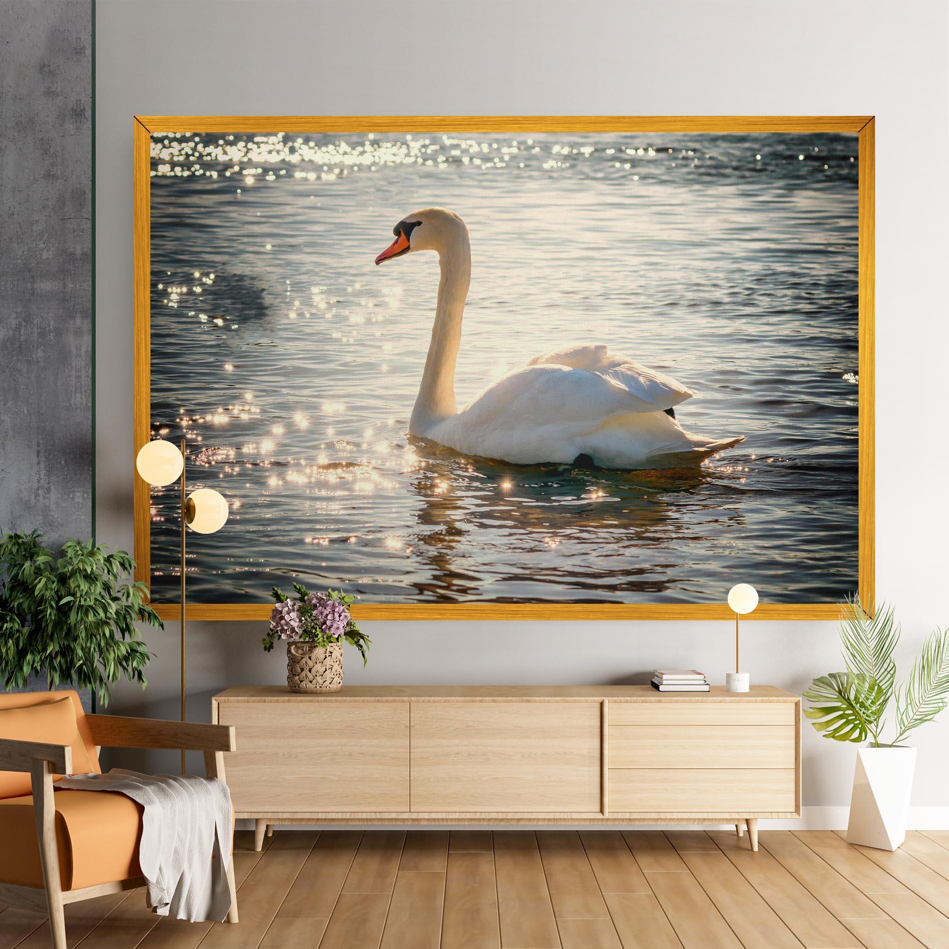 Leinwandbild Swan On Lake mockup 9