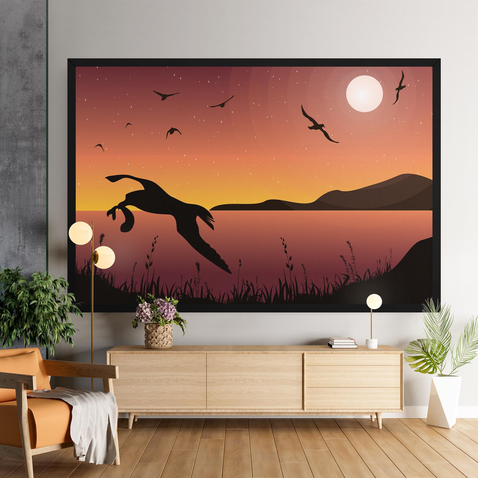 Leinwandbild Birds Fishing mockup 9