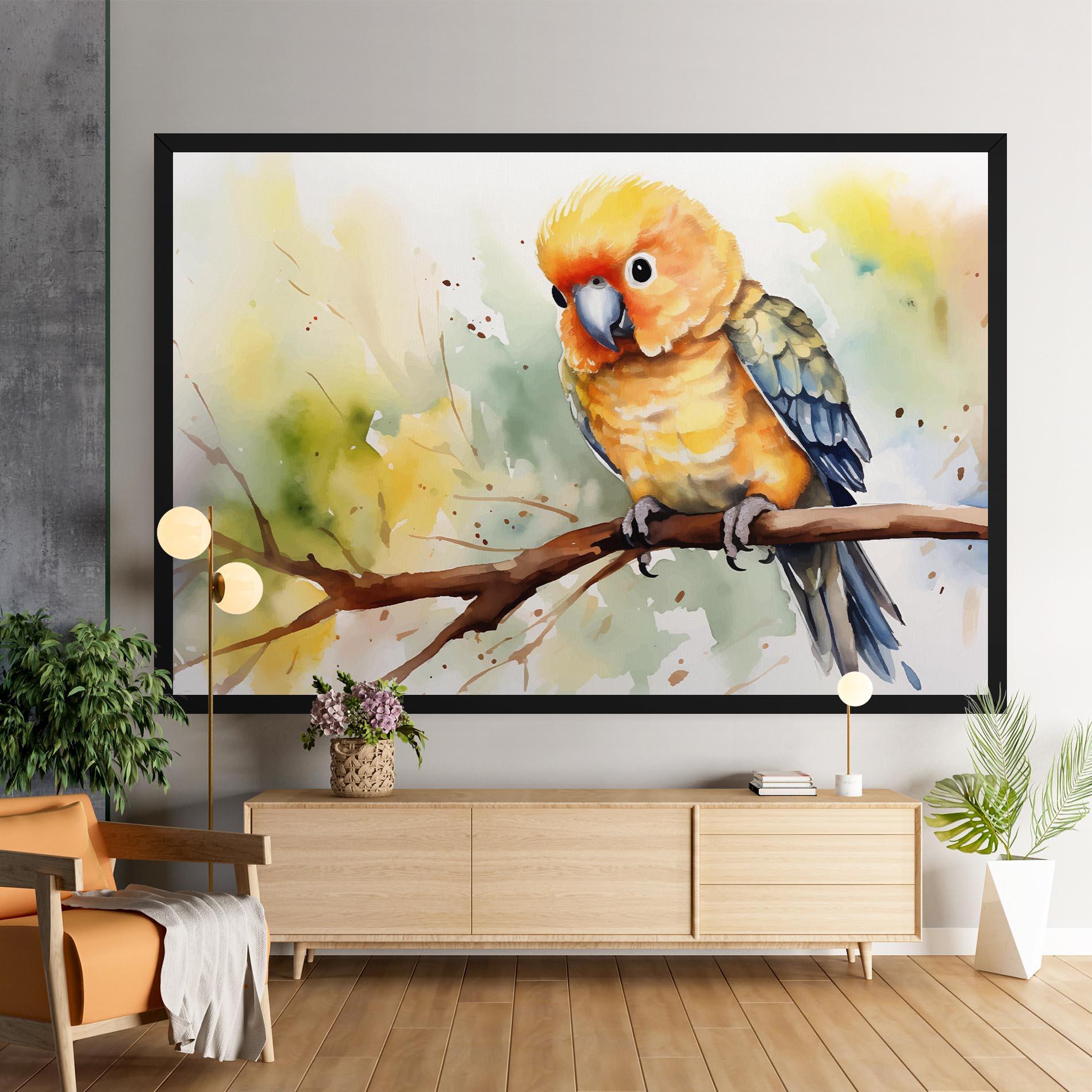 Leinwandbild Cute Baby Parrot mockup 9