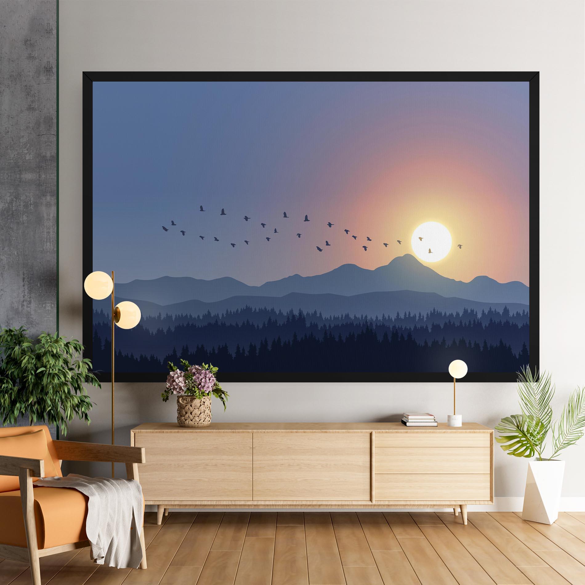 Leinwandbild Sunset Birds View mockup 9