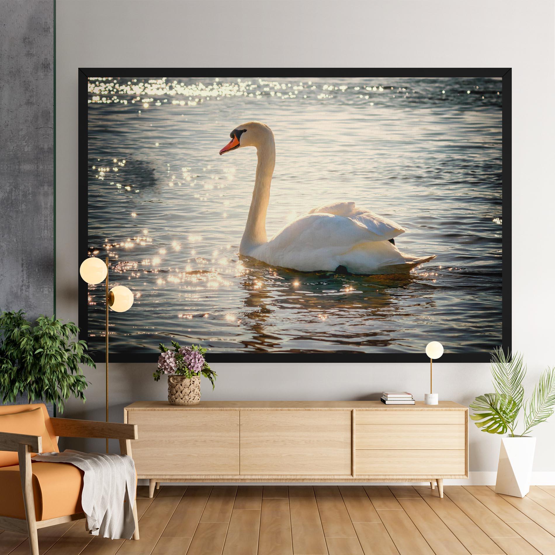 Leinwandbild Swan On Lake mockup 9