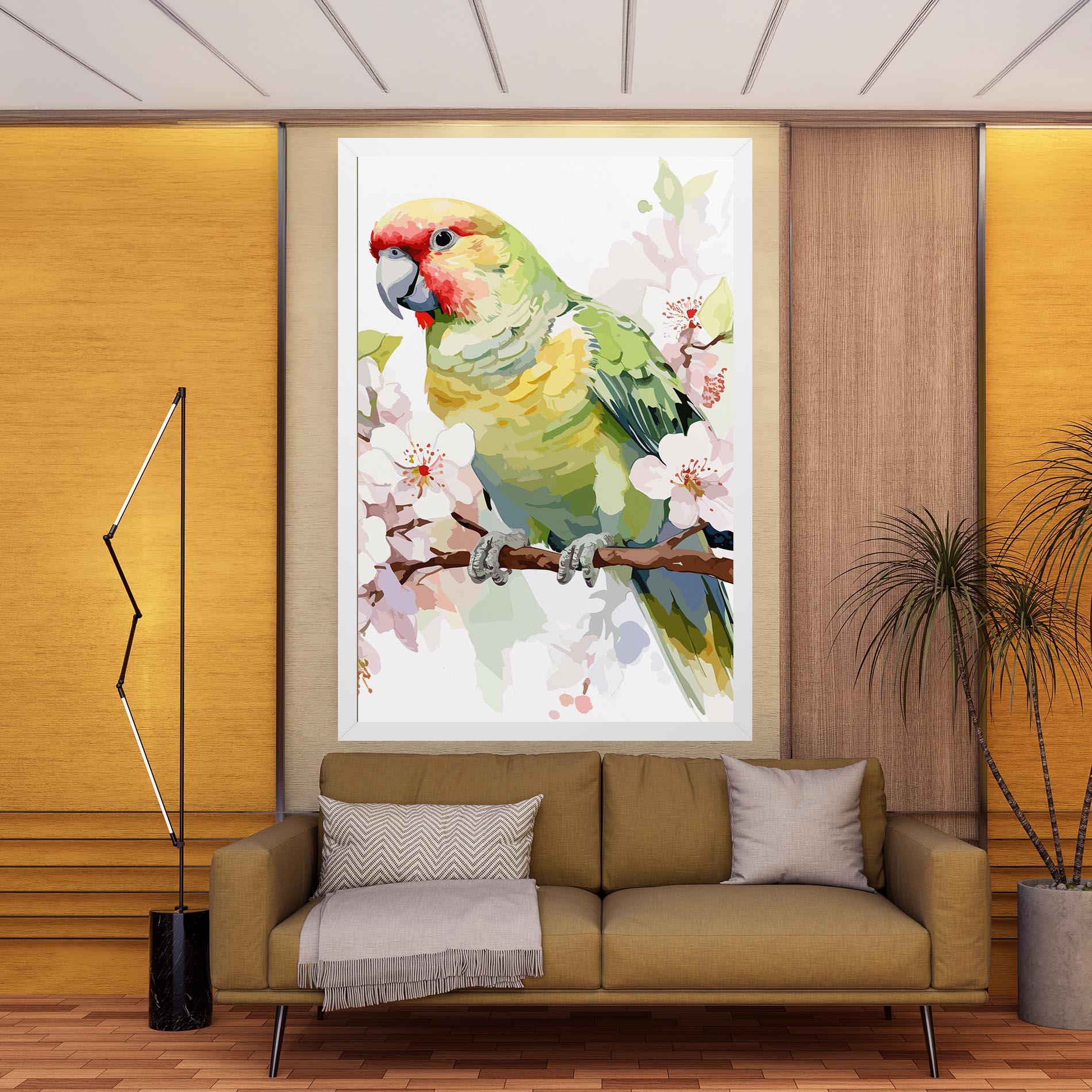 Leinwandbild Cute Green Parrot mockup 9