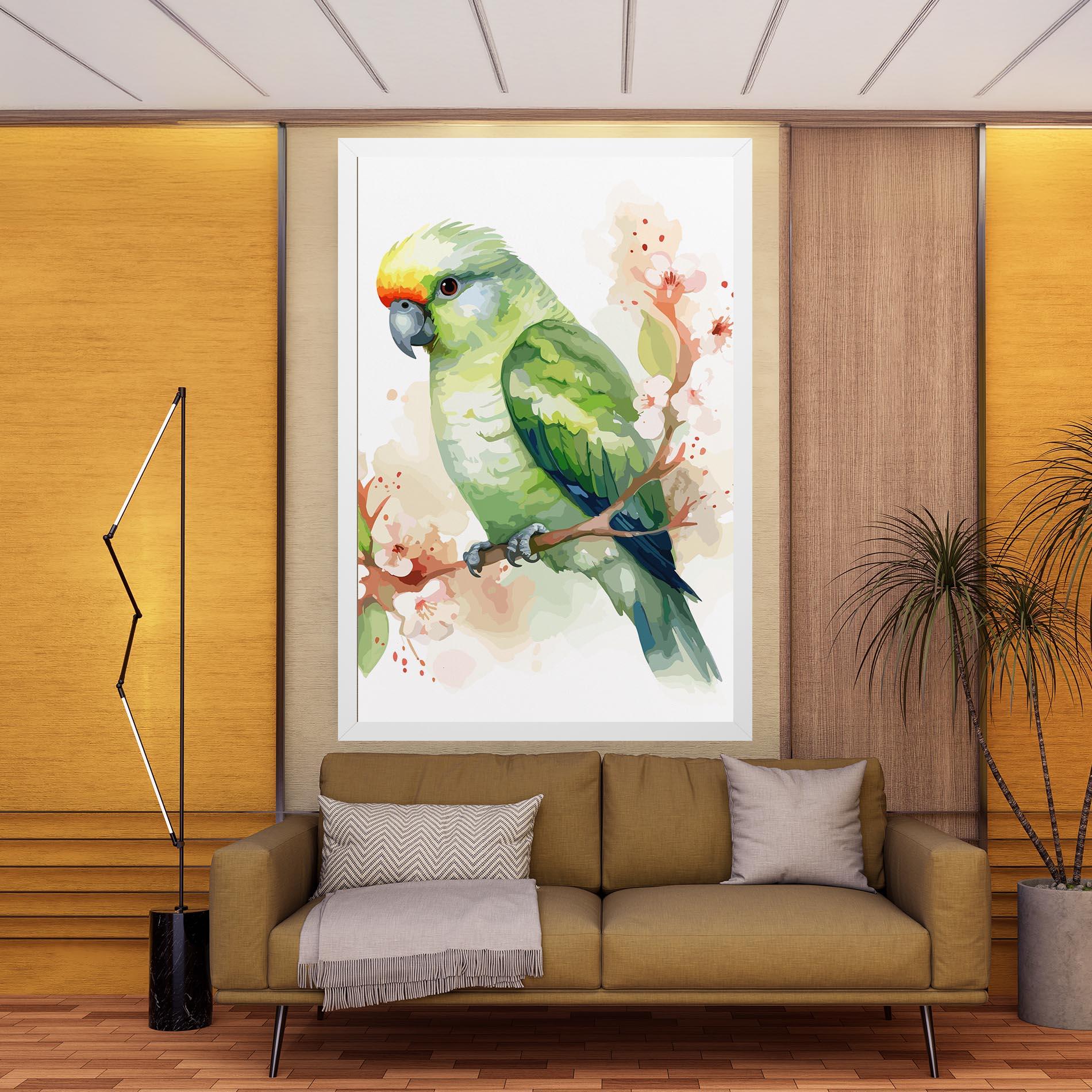 Leinwandbild Pretty Green Parrot mockup 9