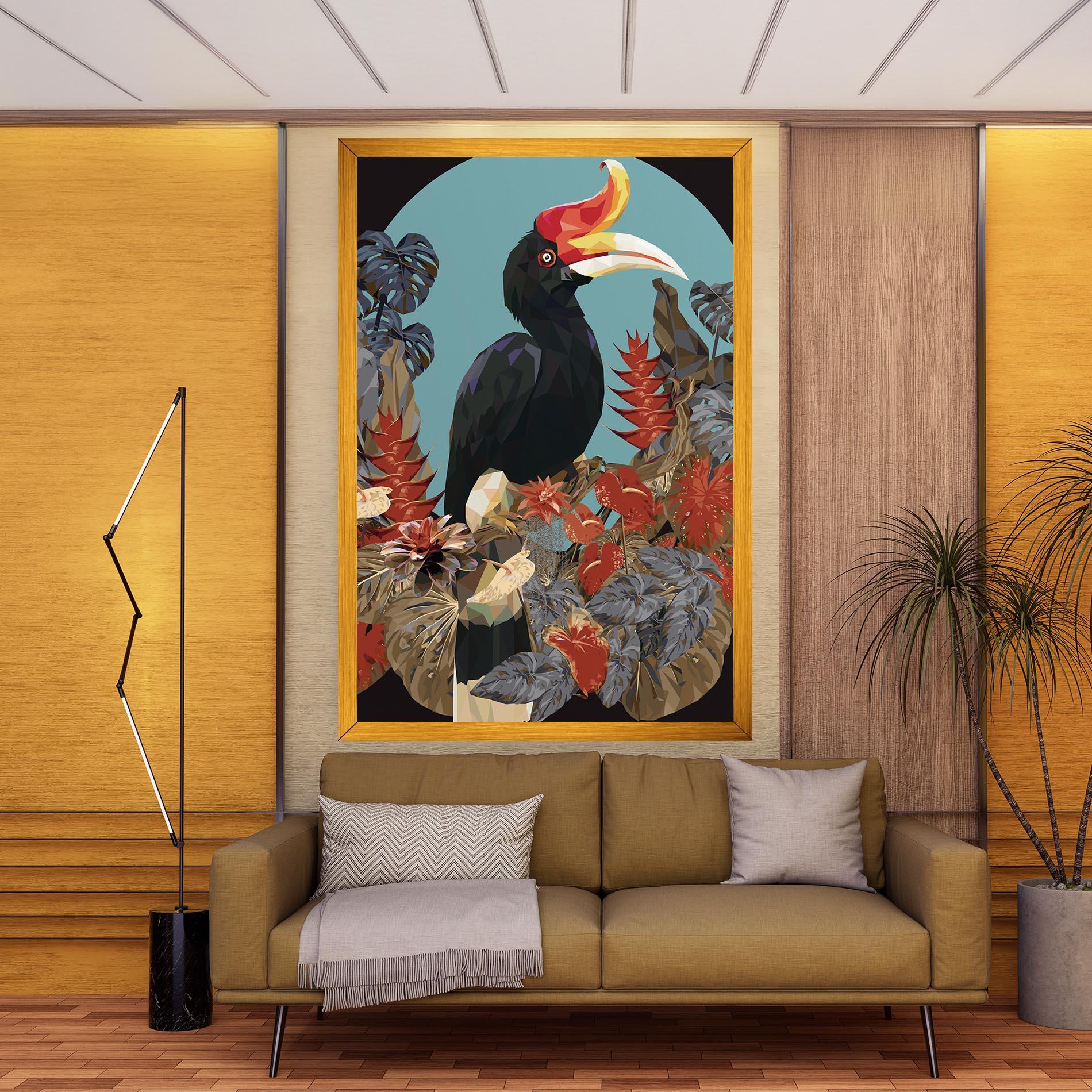 Leinwandbild Black Interesting Bird mockup 9