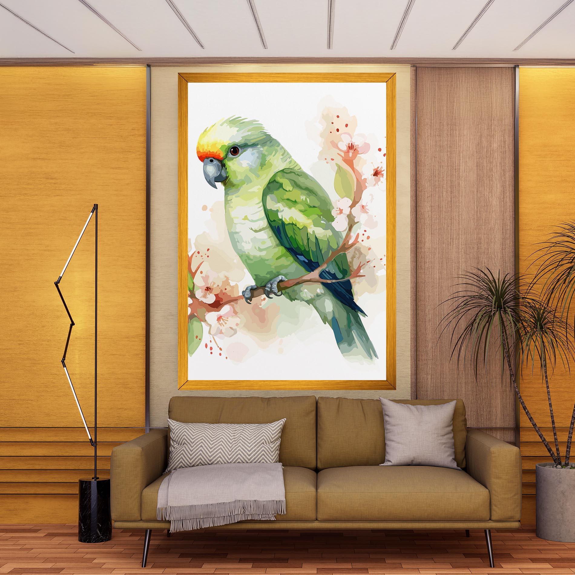 Leinwandbild Pretty Green Parrot mockup 9