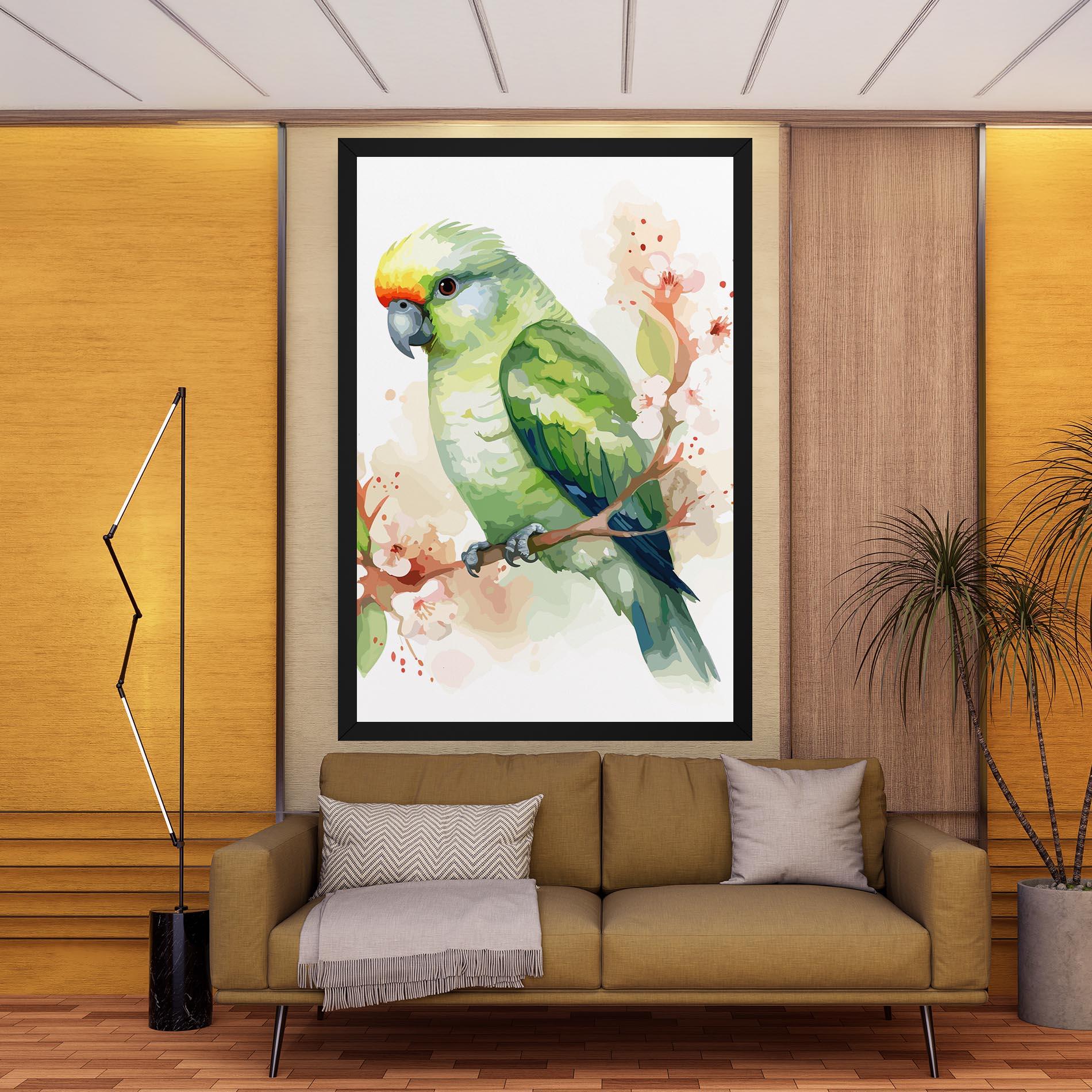 Leinwandbild Pretty Green Parrot mockup 9