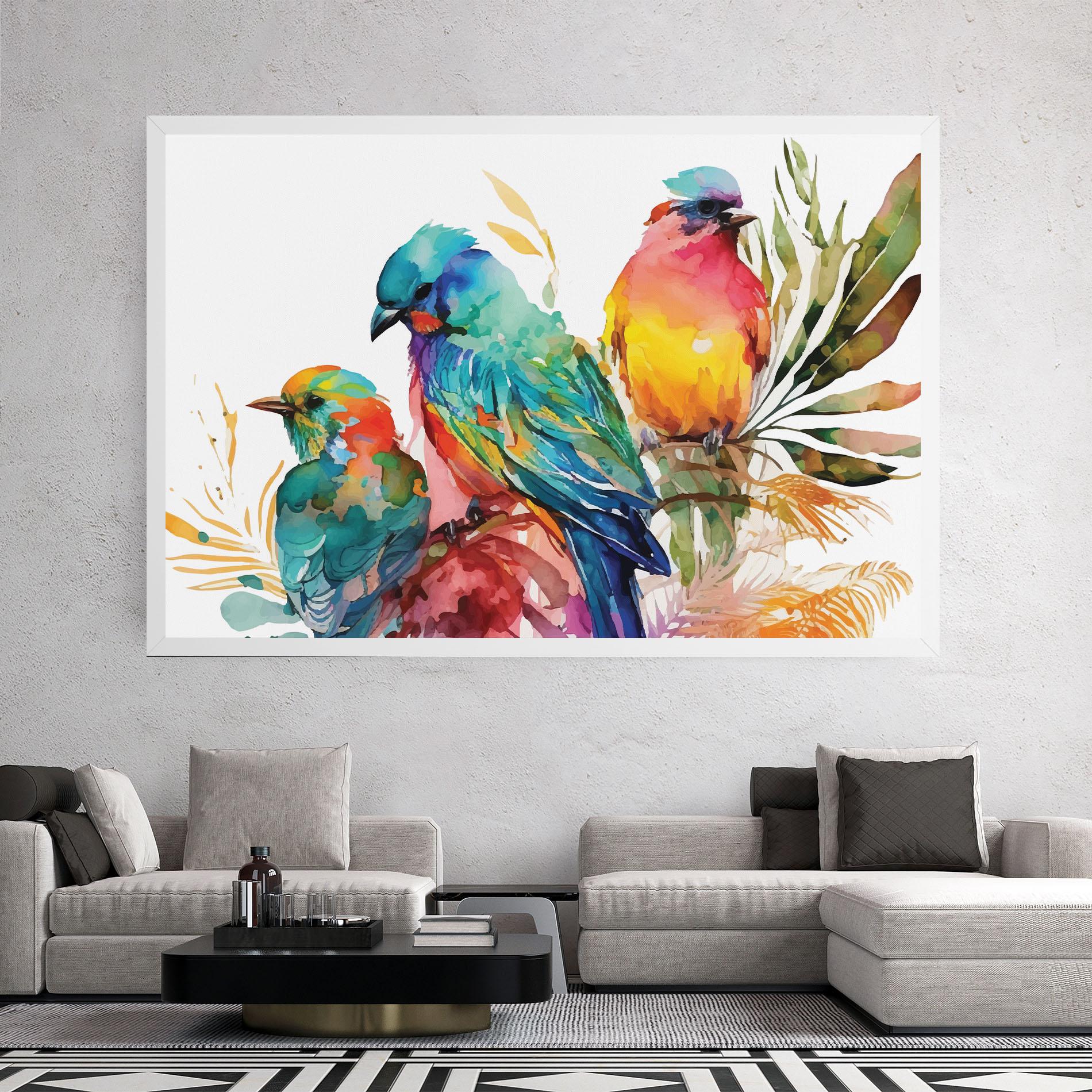 Leinwandbild Colorful Birds mockup 2