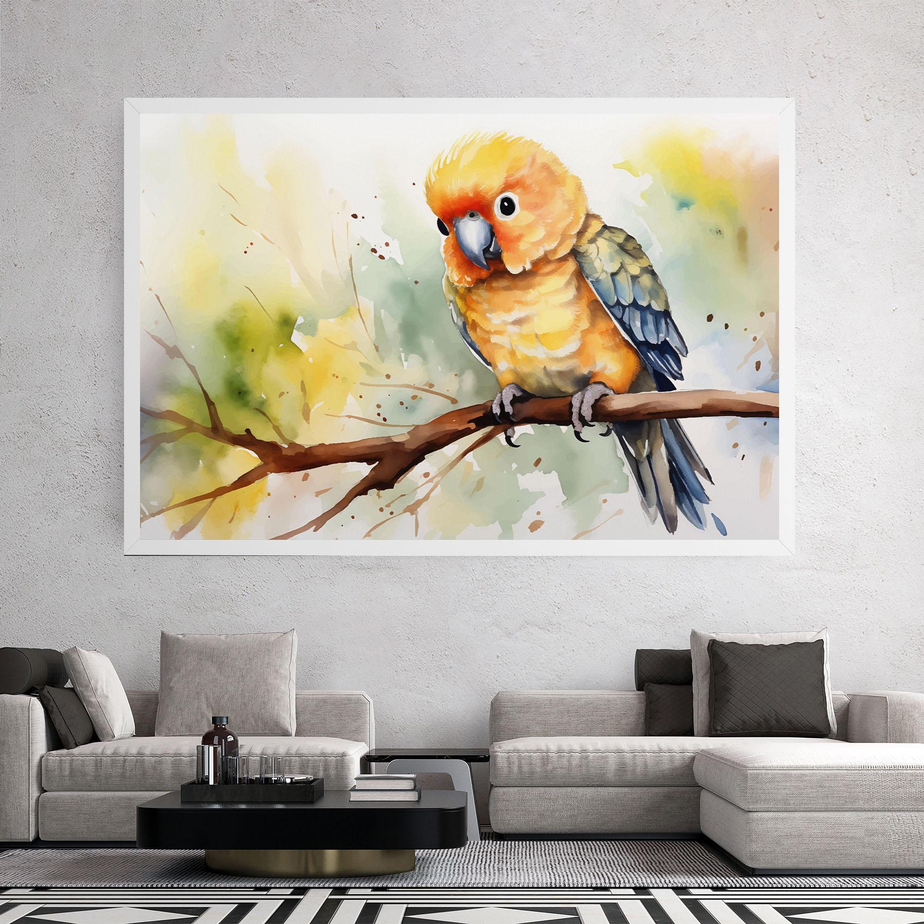 Leinwandbild Cute Baby Parrot mockup 2