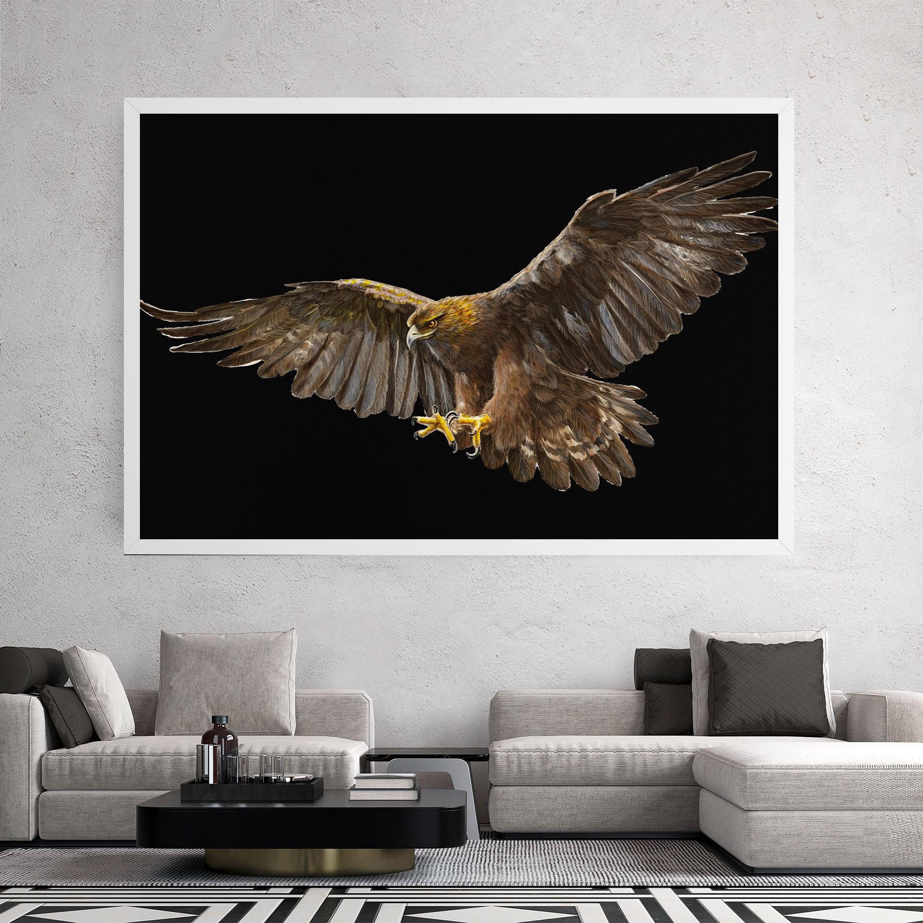 Leinwandbild Eagle On Black mockup 2