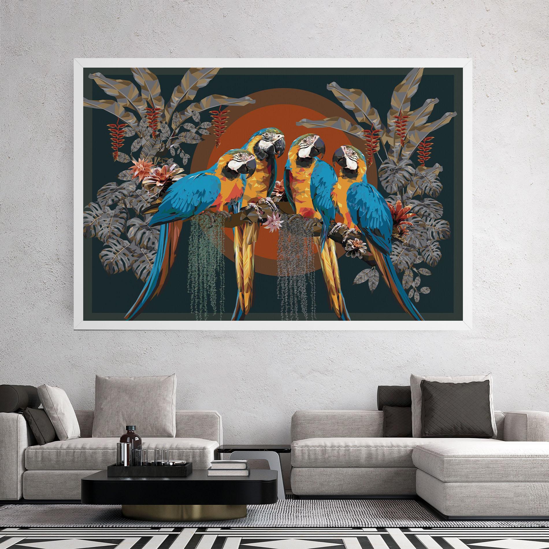 Leinwandbild Parrot Couples mockup 2