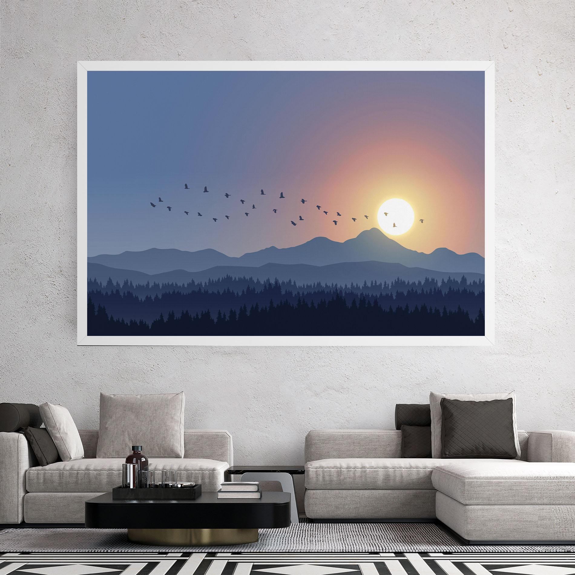 Leinwandbild Sunset Birds View mockup 2
