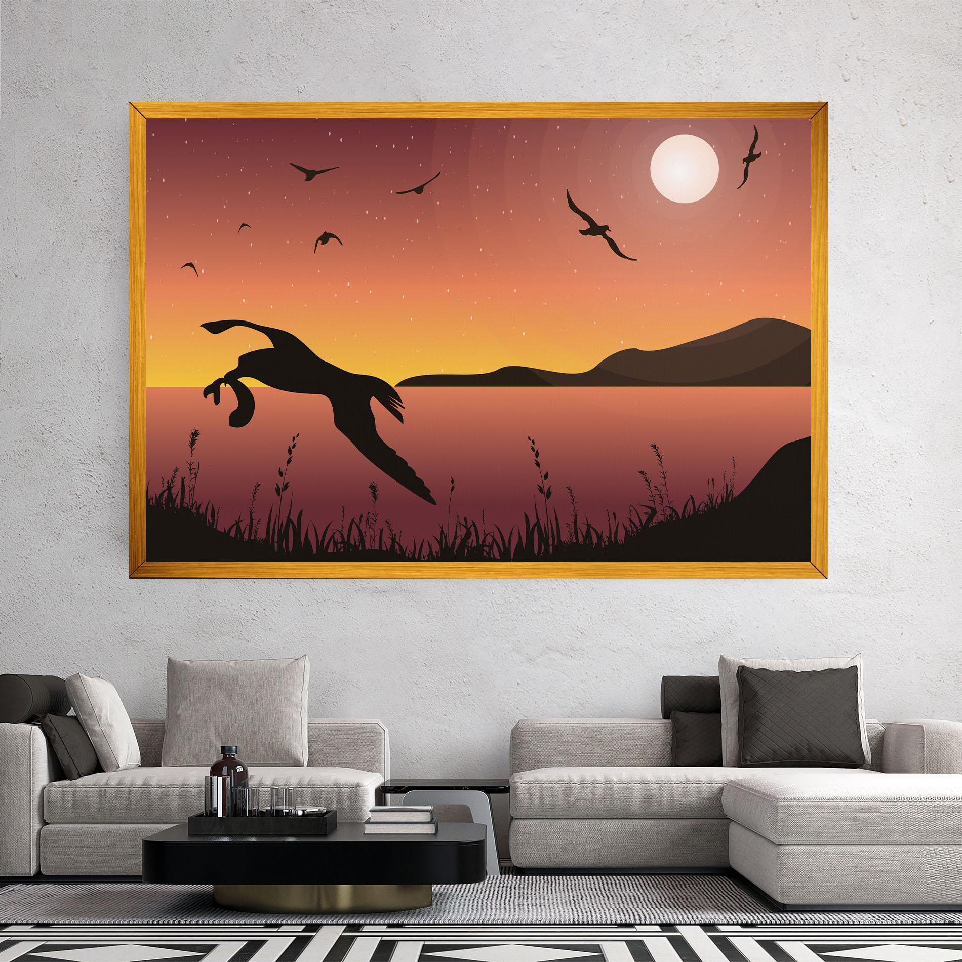 Leinwandbild Birds Fishing mockup 2