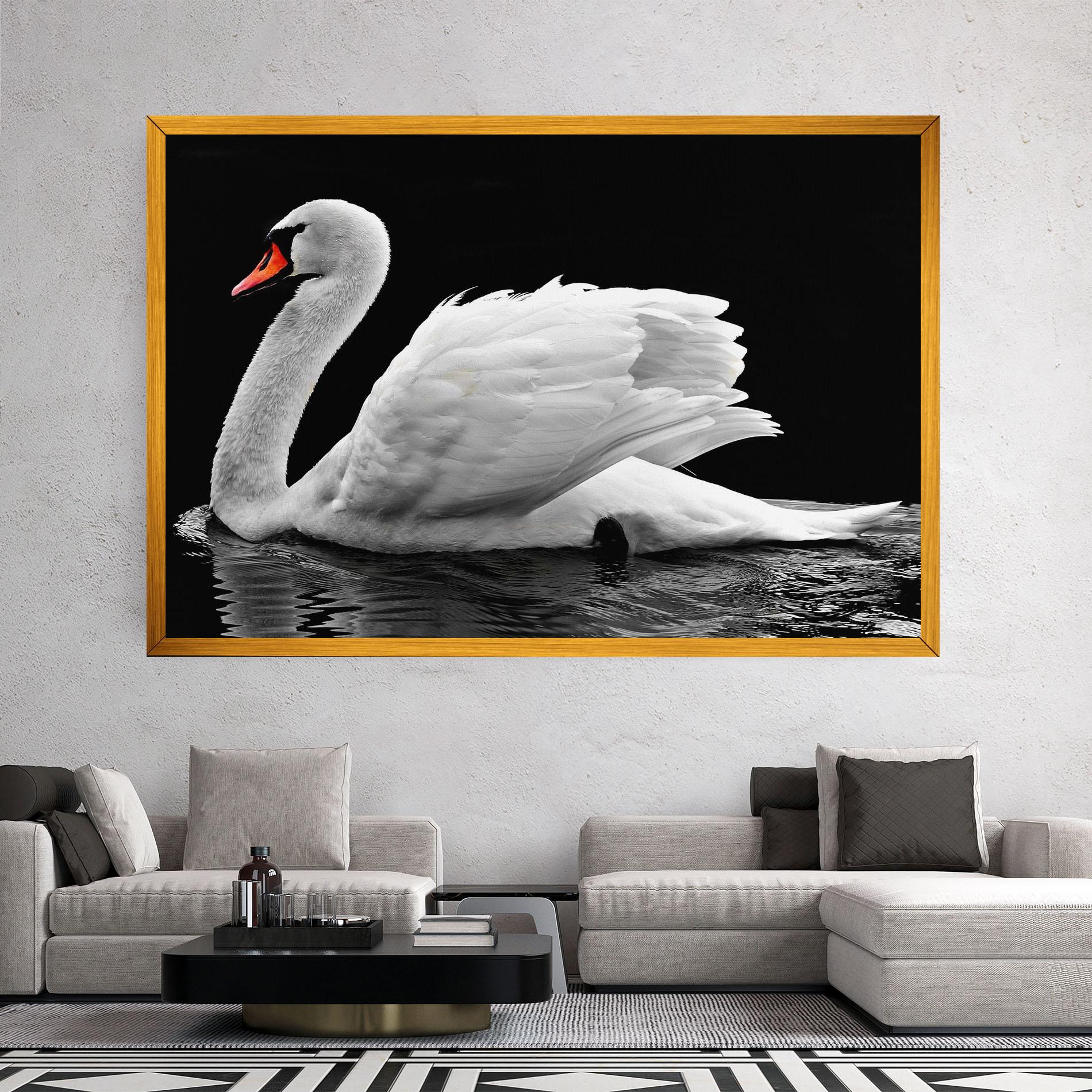 Leinwandbild Black And White Swan mockup 2