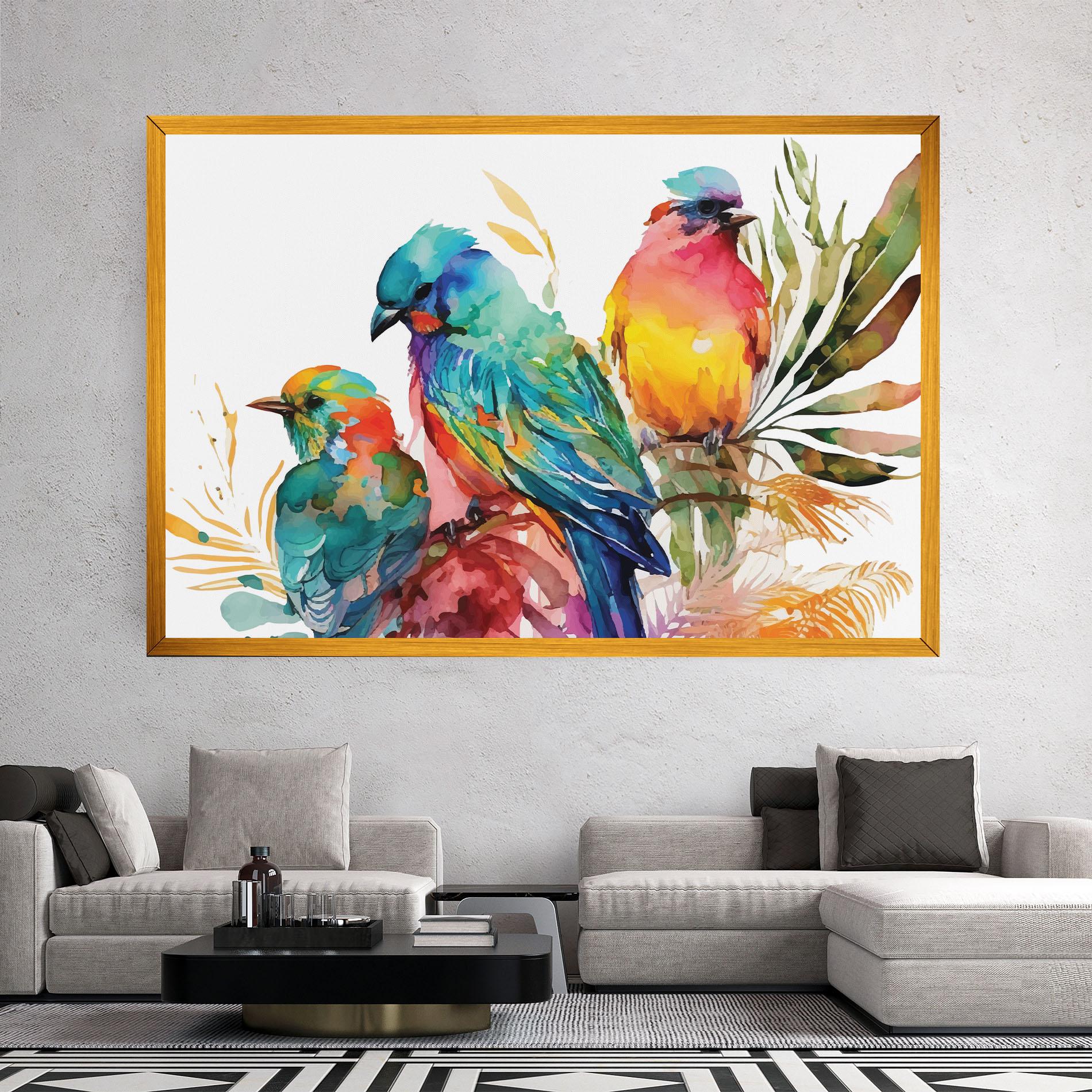 Leinwandbild Colorful Birds mockup 2