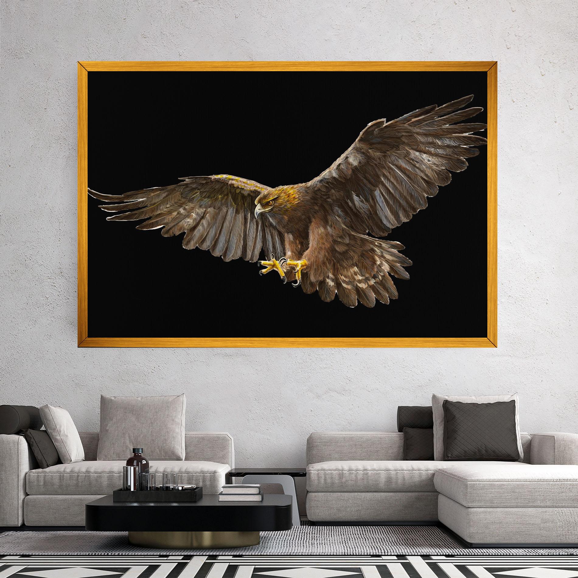 Leinwandbild Eagle On Black mockup 2