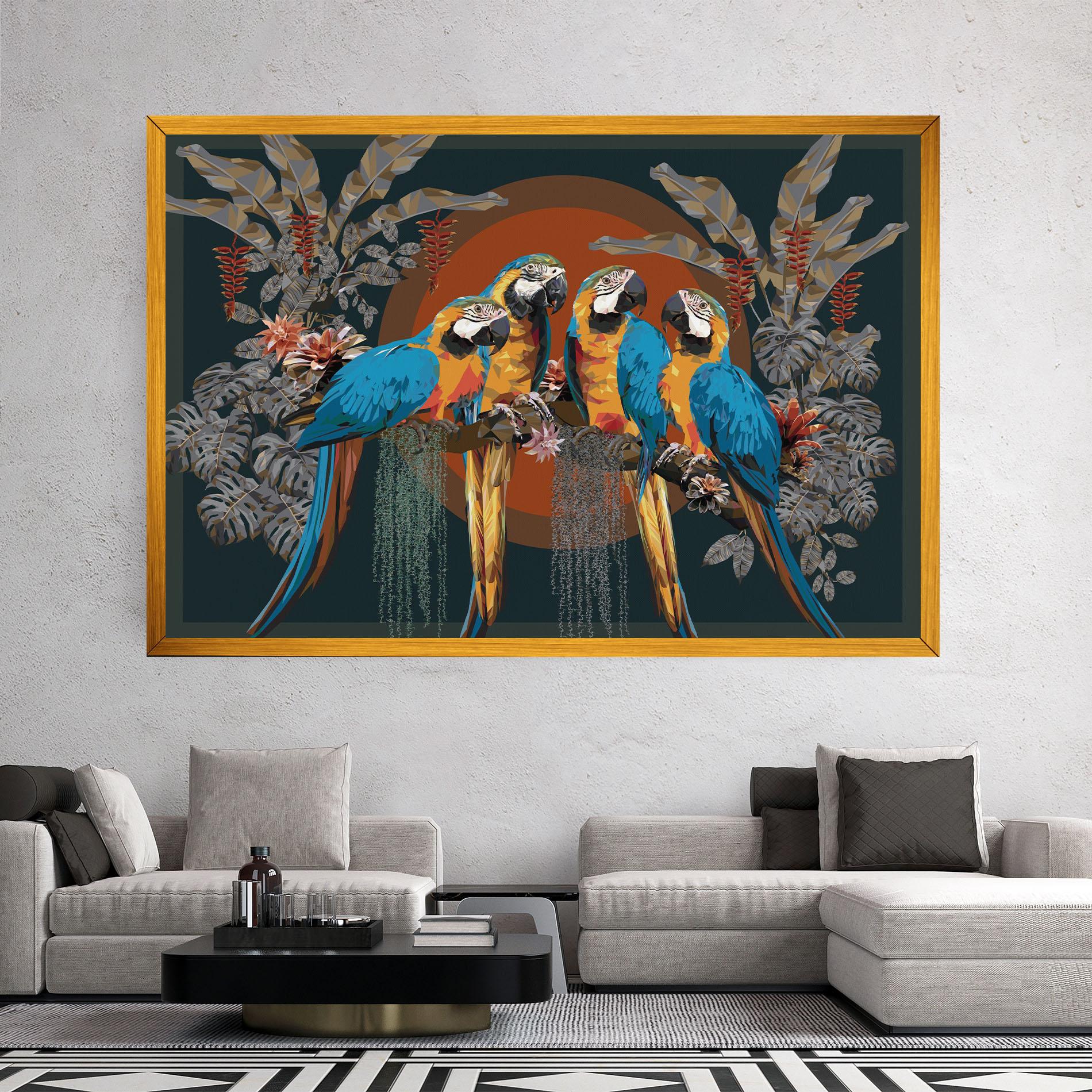 Leinwandbild Parrot Couples mockup 2