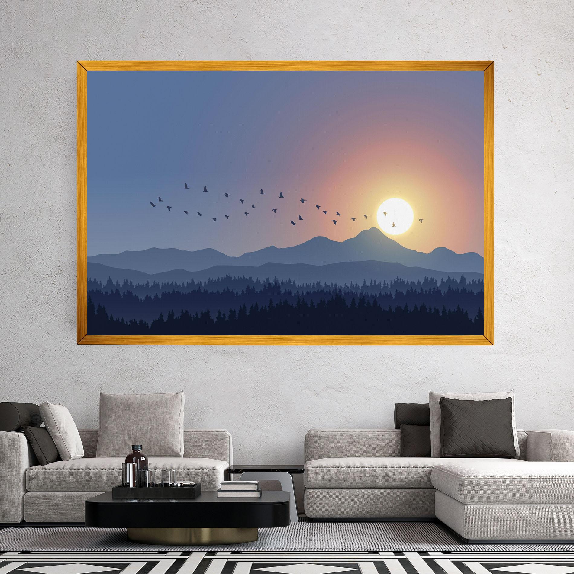 Leinwandbild Sunset Birds View mockup 2