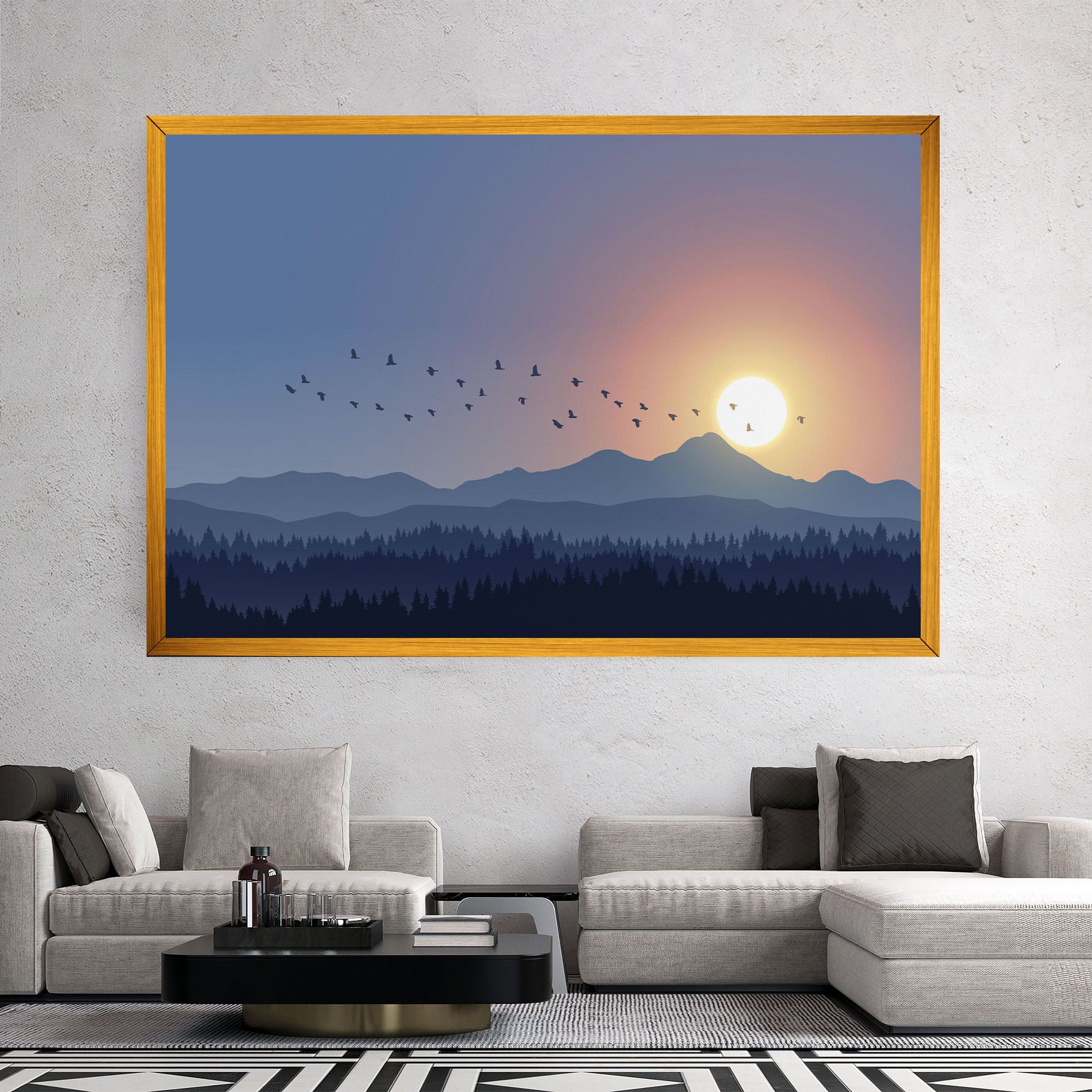 Sunset Birds View mockup 2