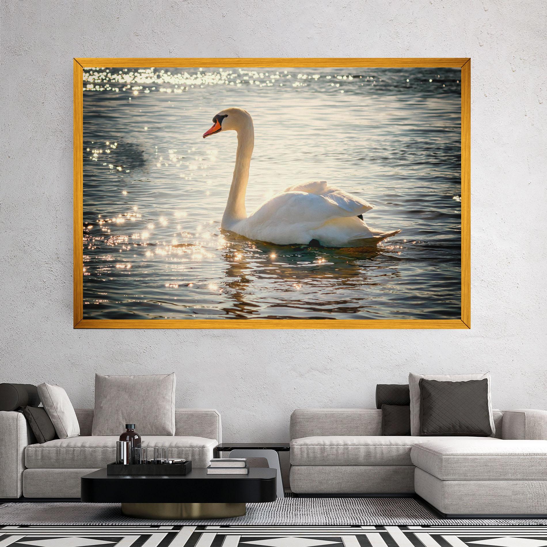 Leinwandbild Swan On Lake mockup 2