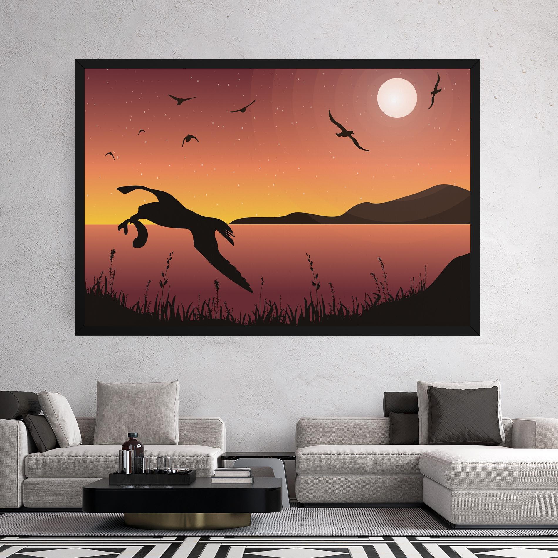 Leinwandbild Birds Fishing mockup 2