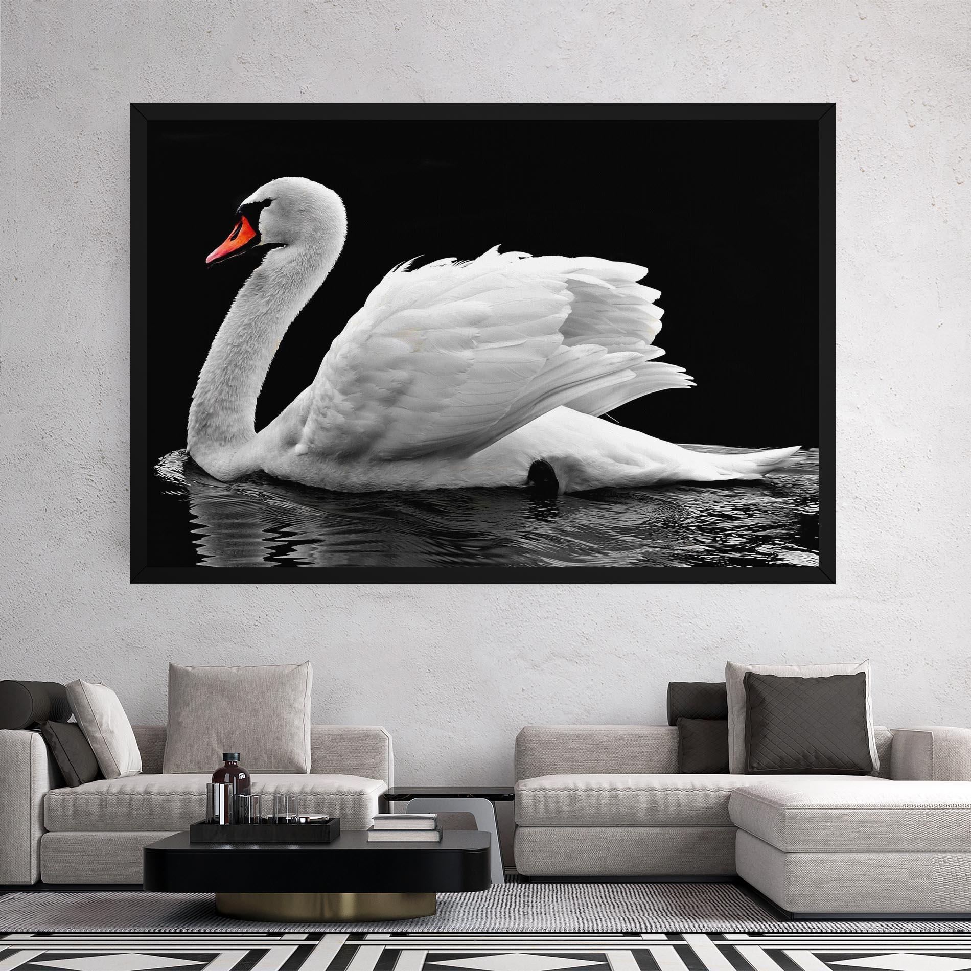 Leinwandbild Black And White Swan mockup 2
