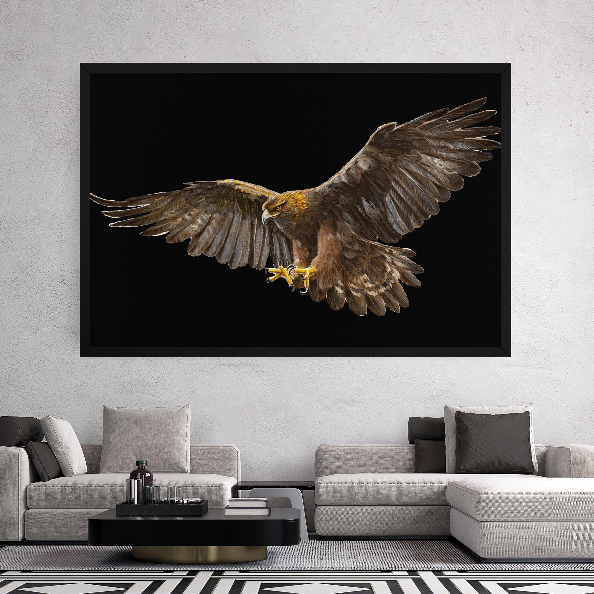 Leinwandbild Eagle On Black mockup 2