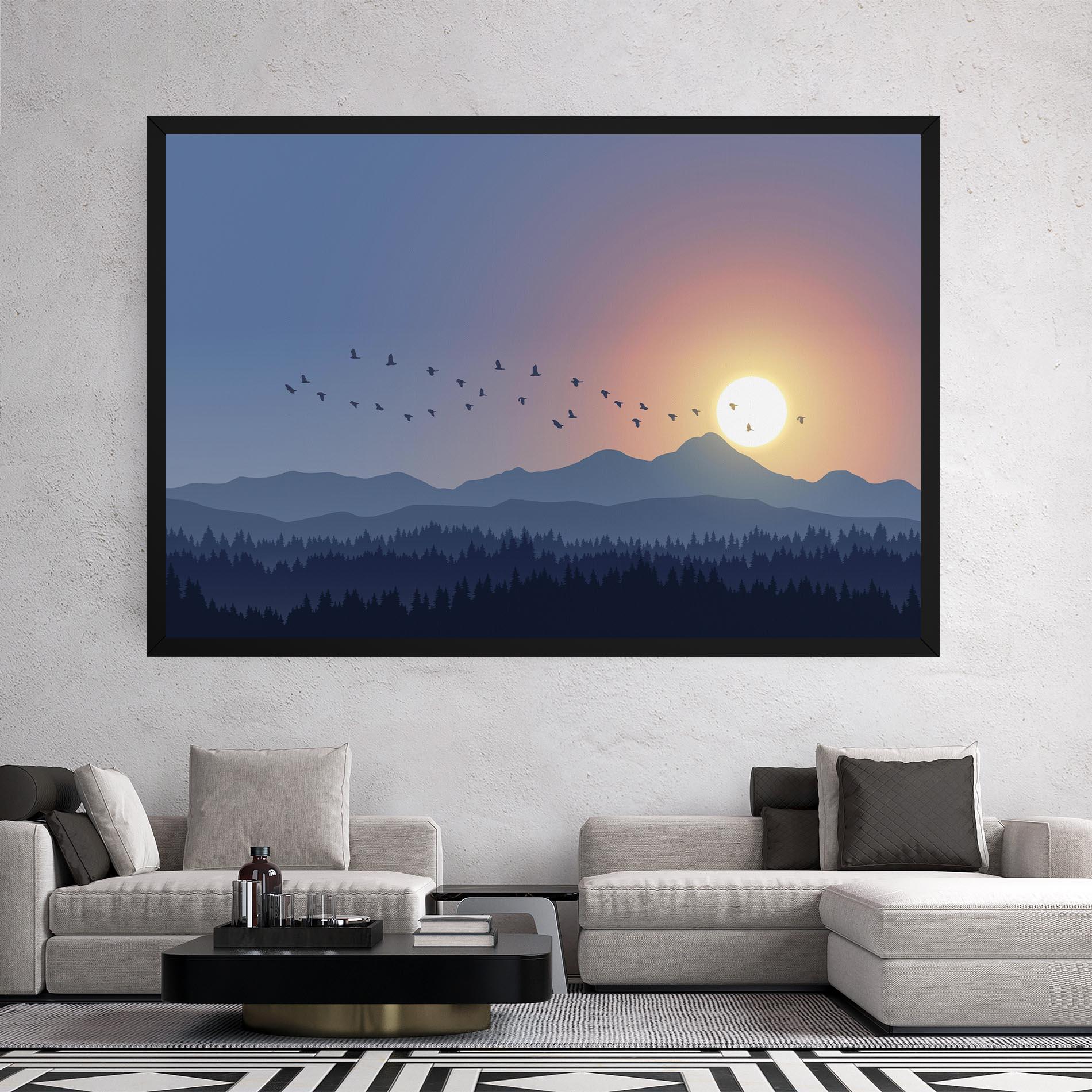 Leinwandbild Sunset Birds View mockup 2