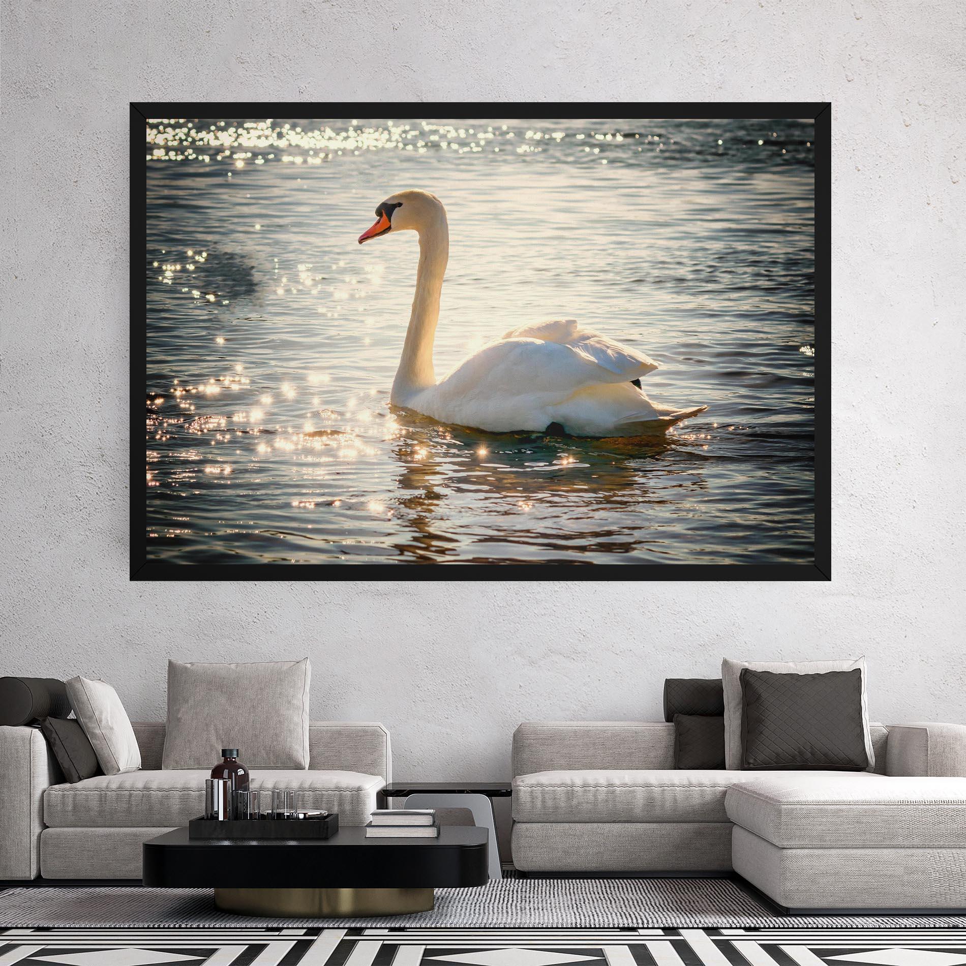 Leinwandbild Swan On Lake mockup 2