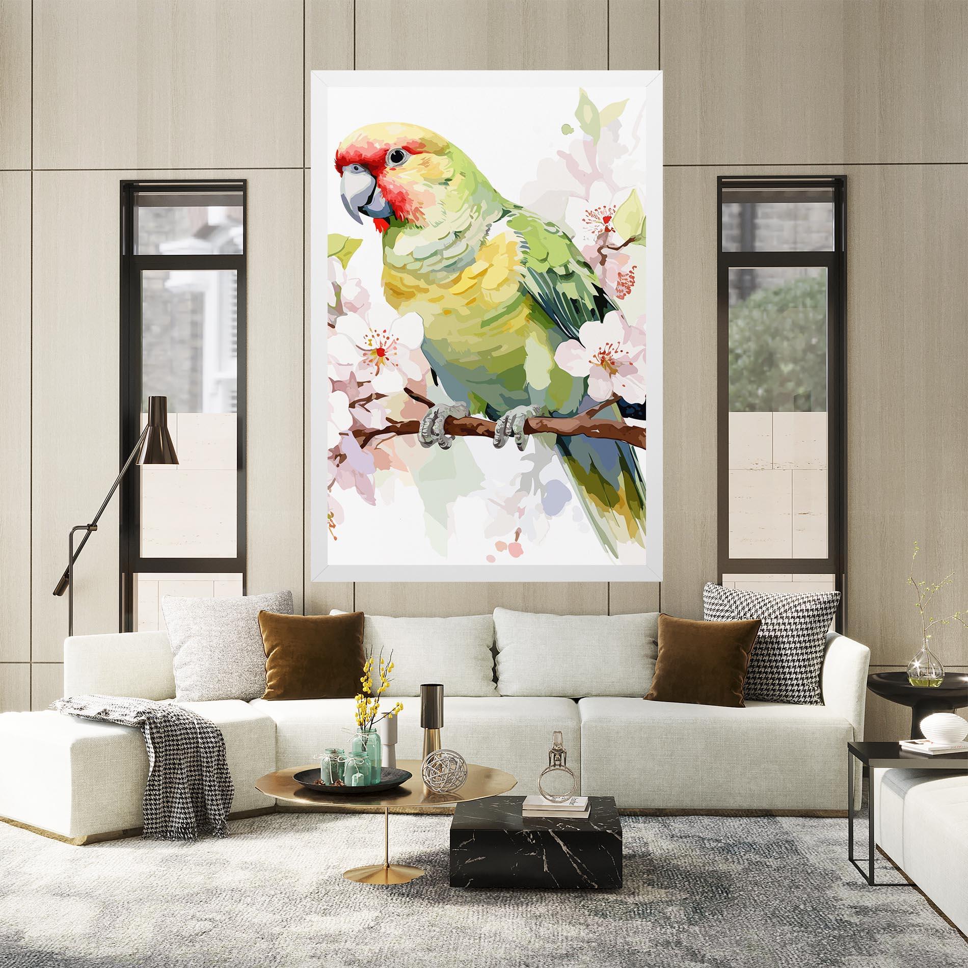 Leinwandbild Cute Green Parrot mockup 2