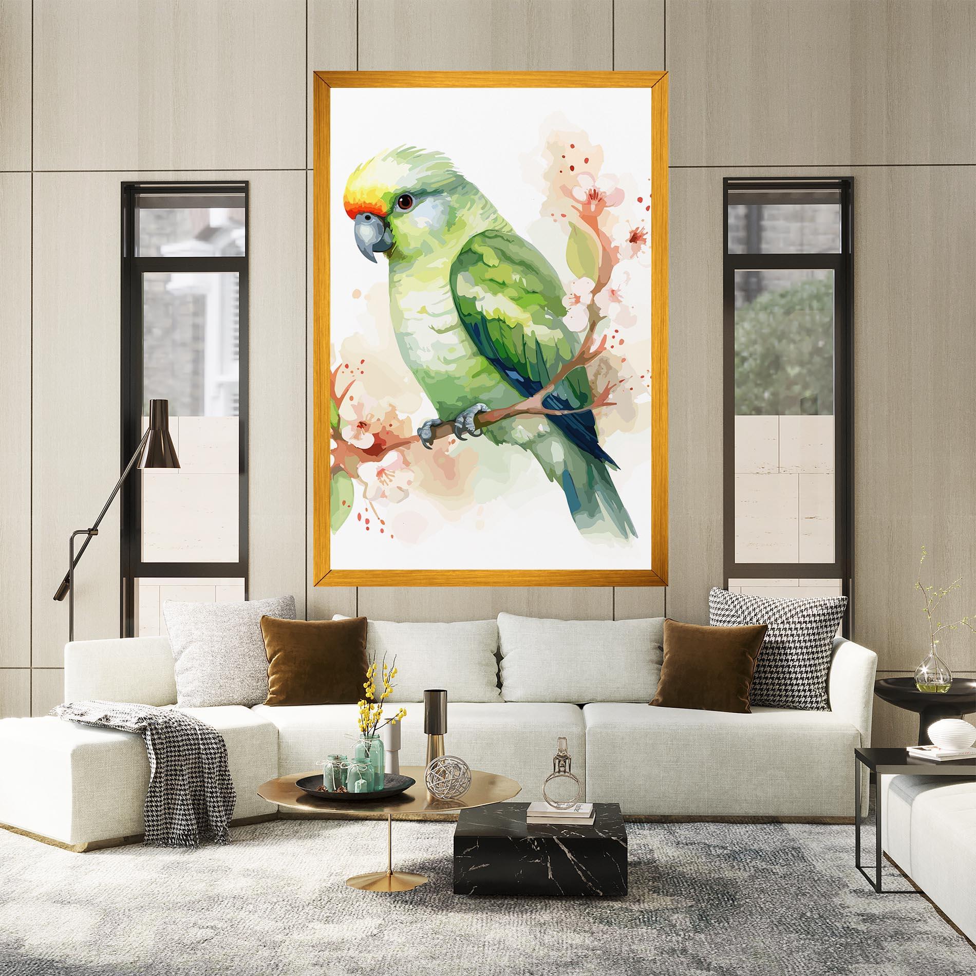 Leinwandbild Pretty Green Parrot mockup 2