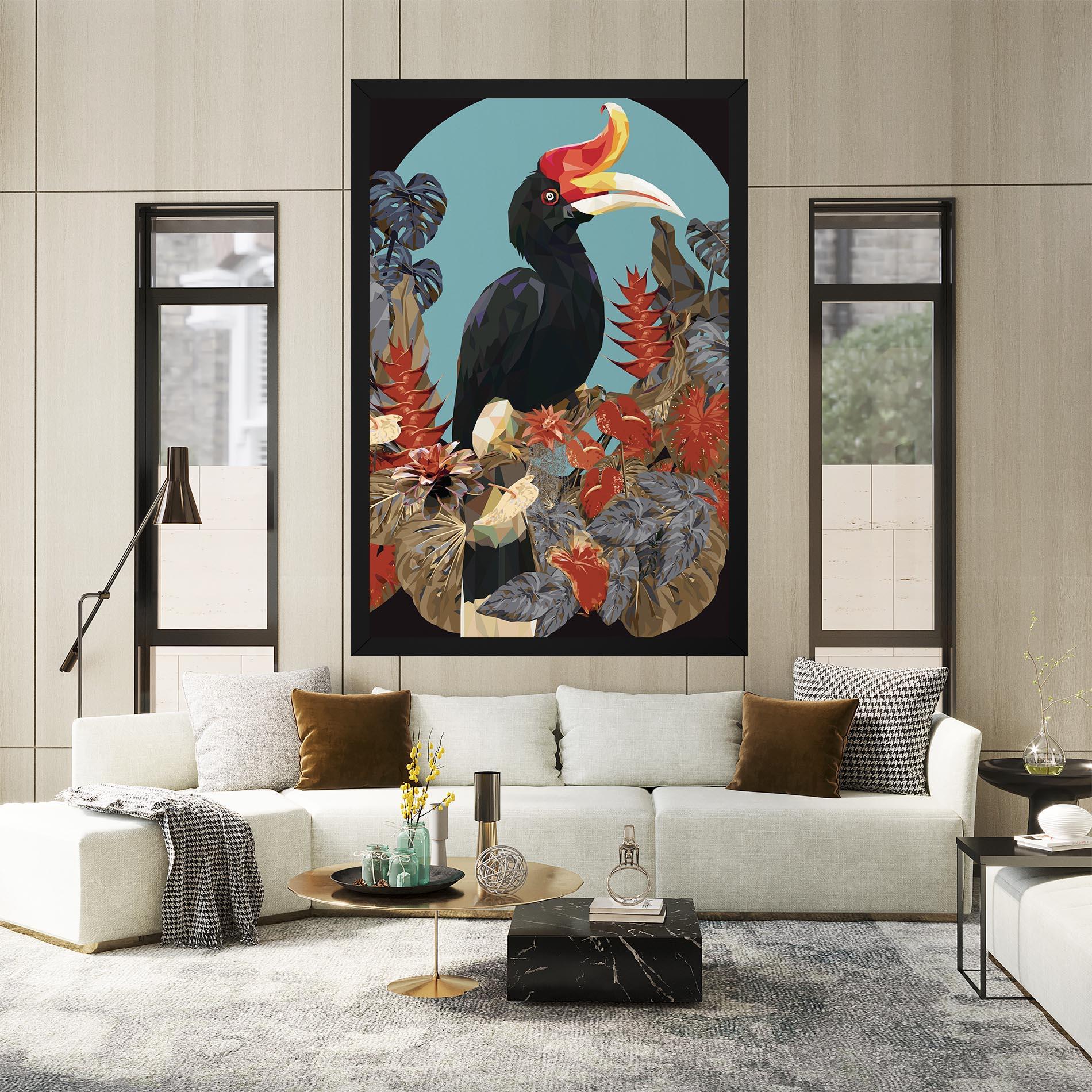 Leinwandbild Black Interesting Bird mockup 2