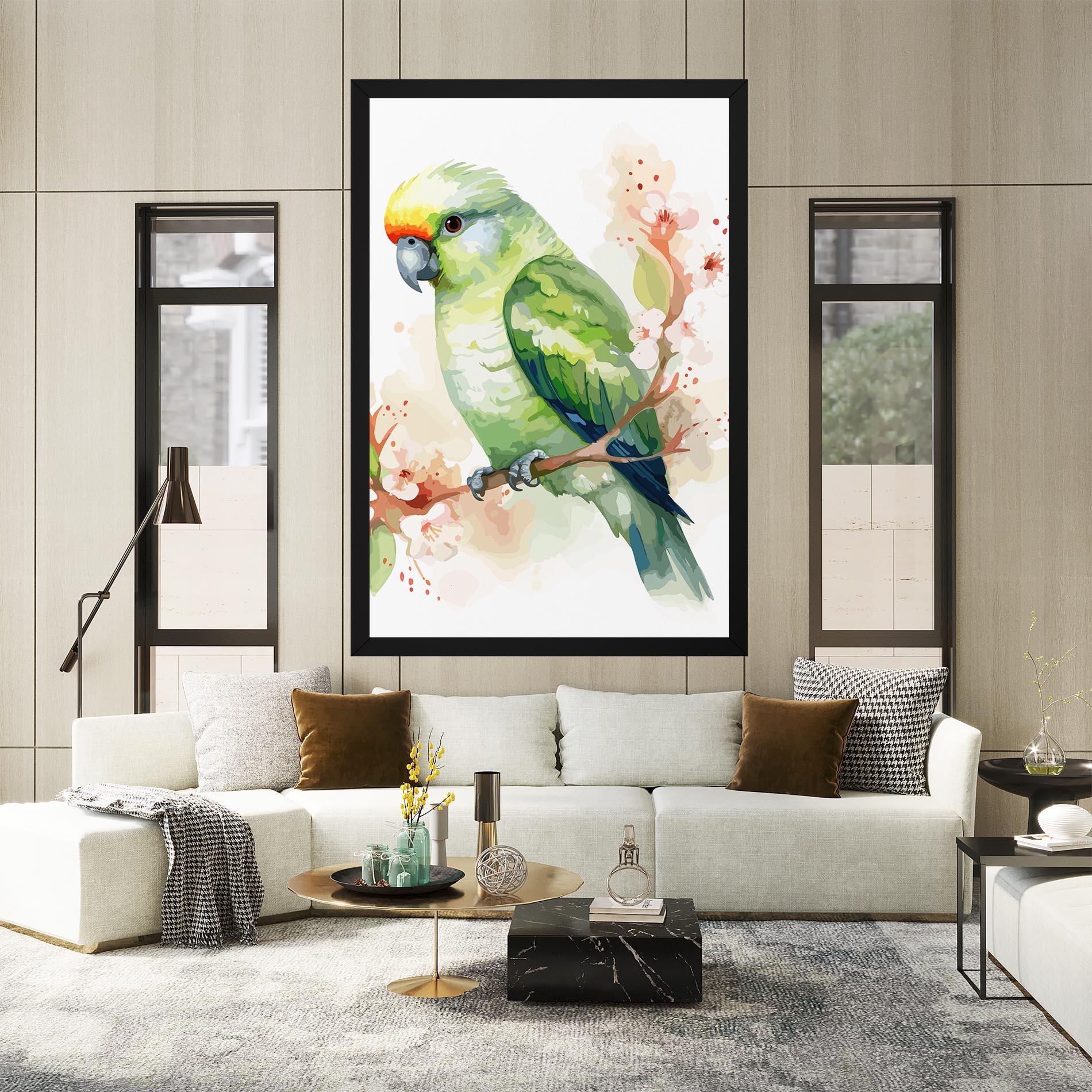 Leinwandbild Pretty Green Parrot mockup 2