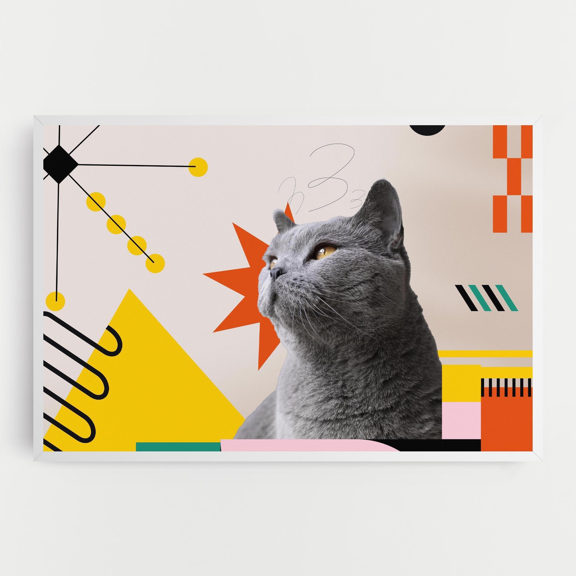 Leinwandbild Colorful Graphic Cat mockup 0